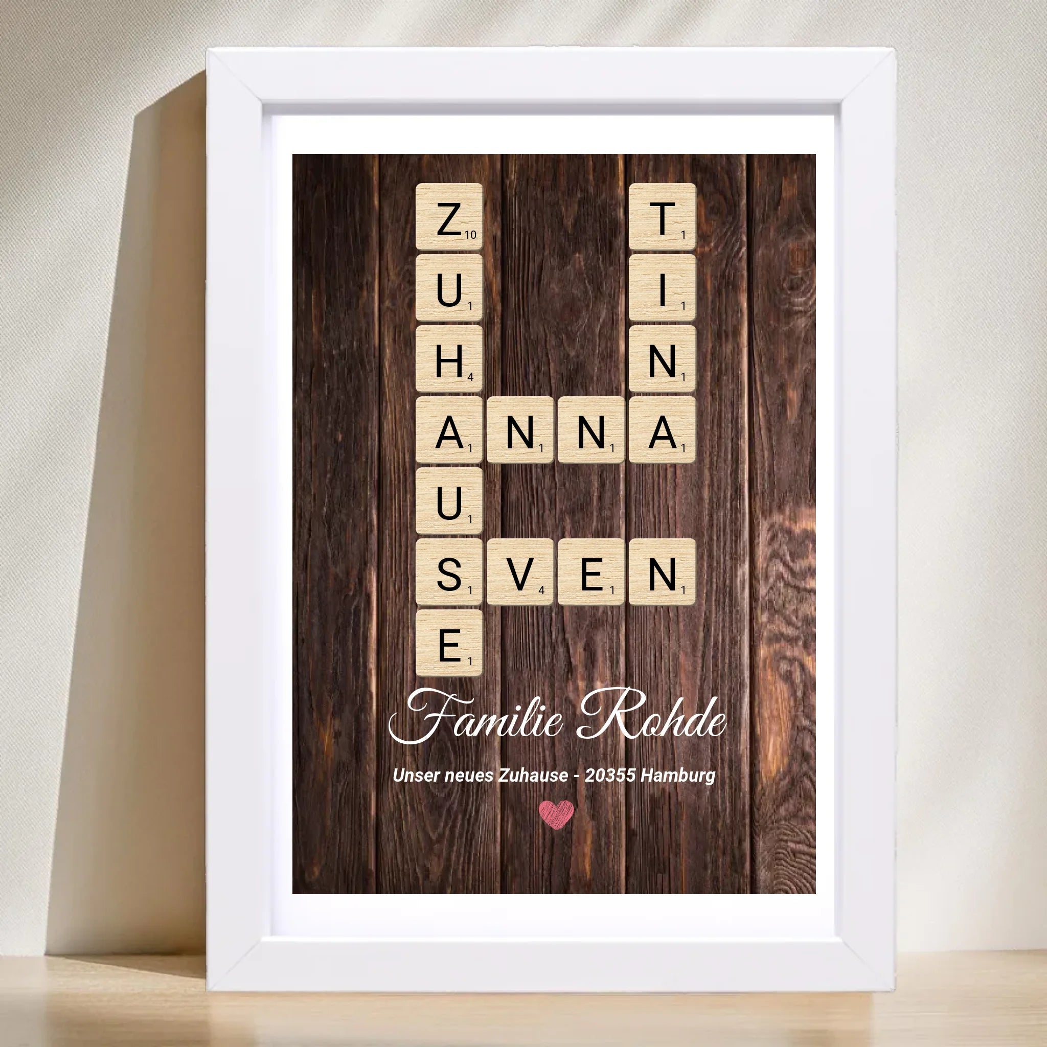 Einzugsgeschenk Wohnung Haus Einweihung Bild mit Bilderrahmen personalisierbar - Cantty