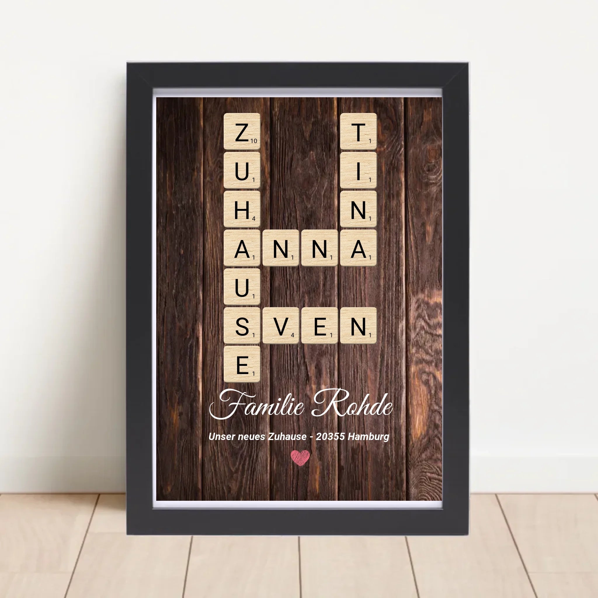 Einzugsgeschenk Wohnung Haus Einweihung Bild mit Bilderrahmen personalisierbar - Cantty