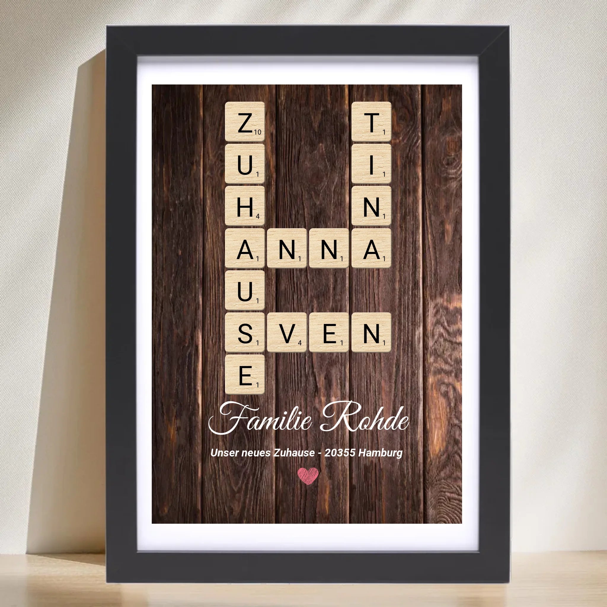 Einzugsgeschenk Wohnung Haus Einweihung Bild mit Bilderrahmen personalisierbar - Cantty