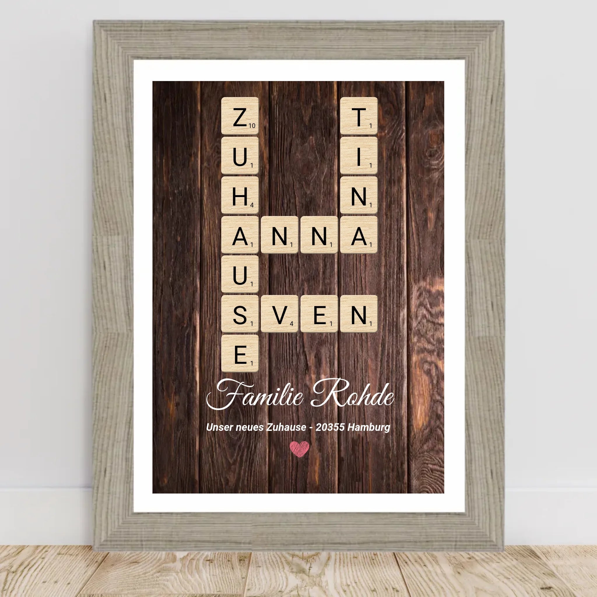 Einzugsgeschenk Wohnung Haus Einweihung Bild mit Bilderrahmen personalisierbar - Cantty