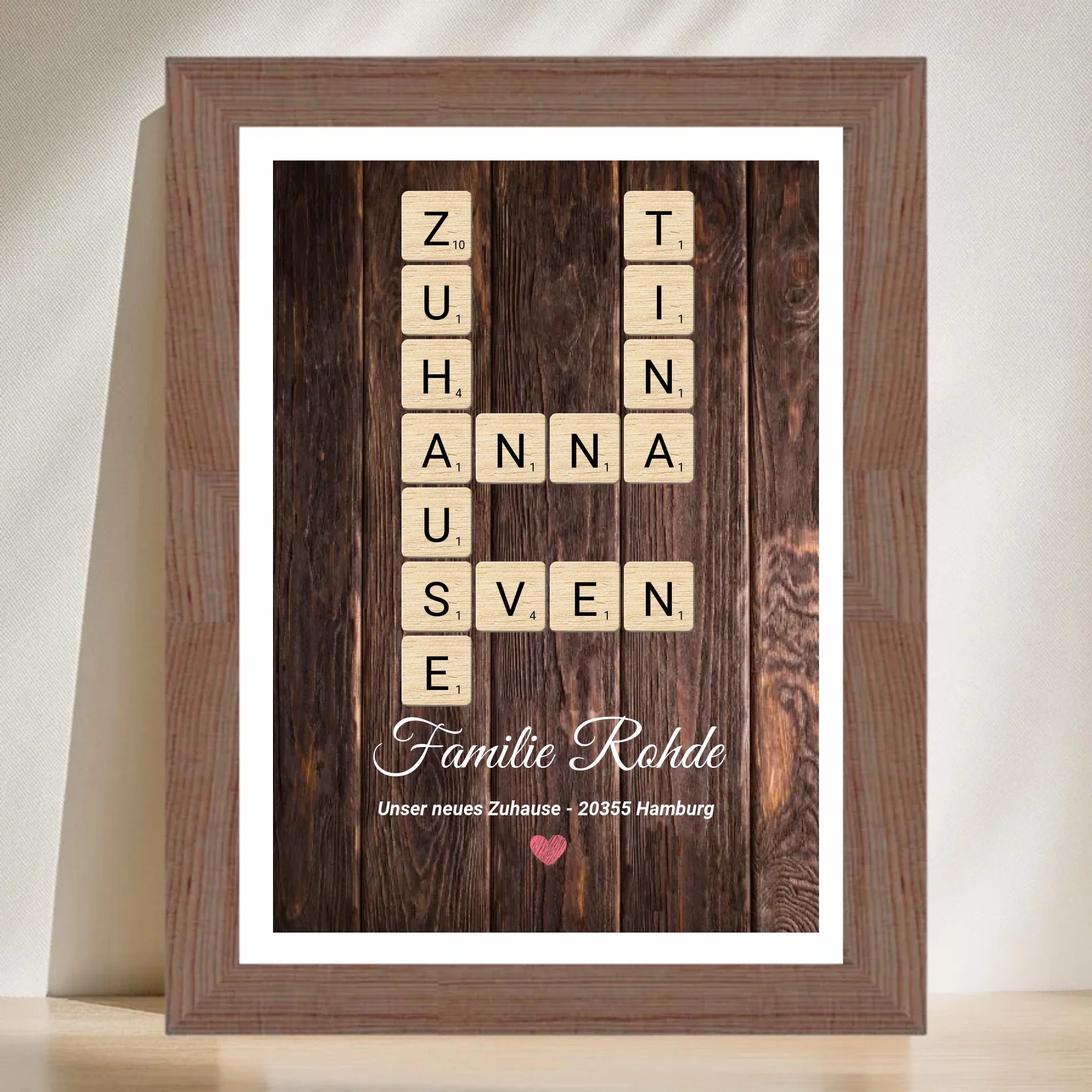 Einzugsgeschenk Wohnung Haus Einweihung Bild mit Bilderrahmen personalisierbar - Cantty