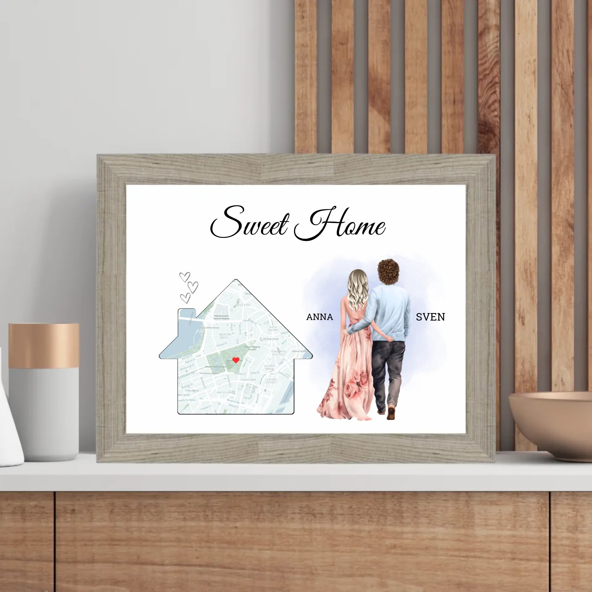 Erste gemeinsame Wohnung Einzug Geschenk Freund Freundin Stadtkarte Bild - Cantty