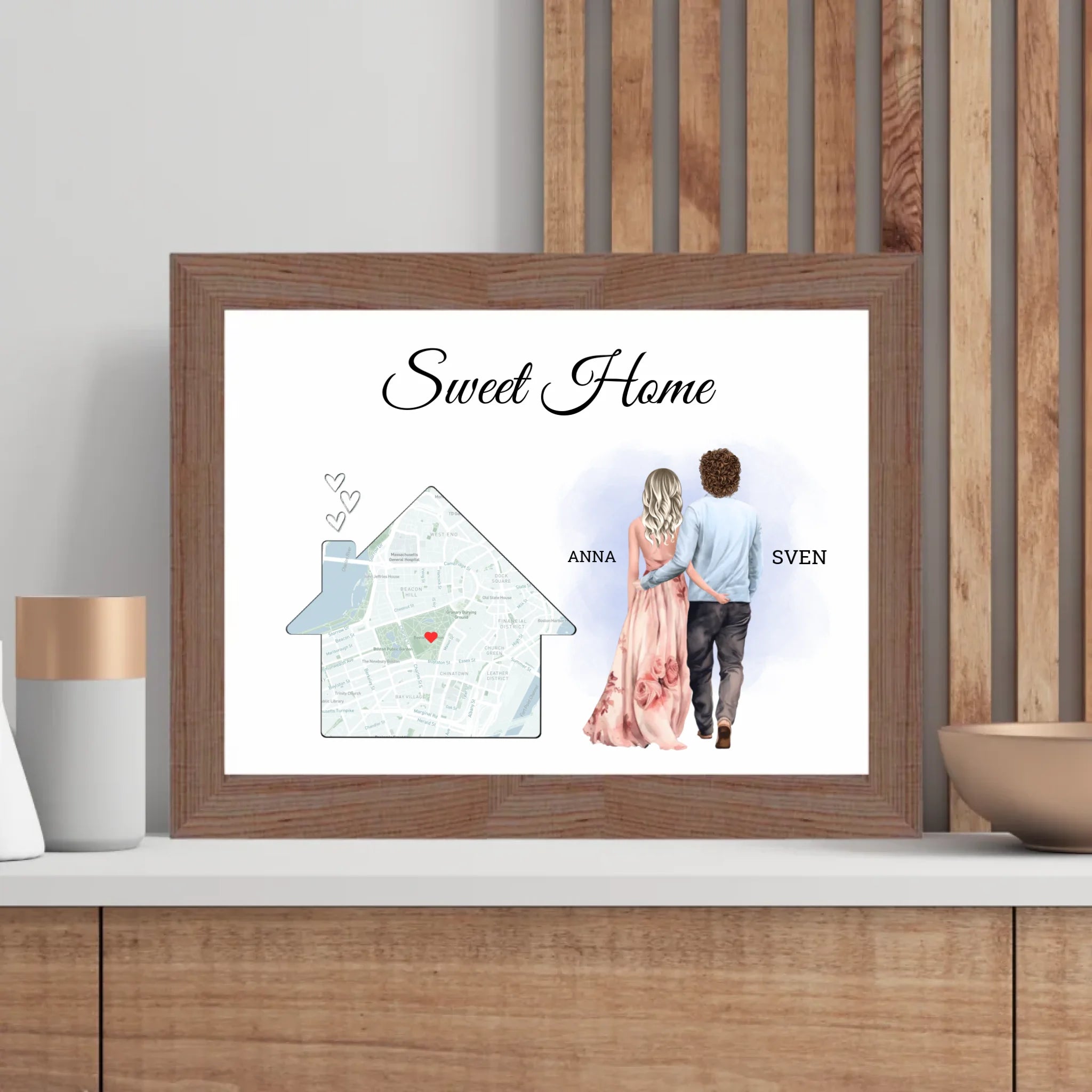 Erste gemeinsame Wohnung Einzug Geschenk Freund Freundin Stadtkarte Bild - Cantty