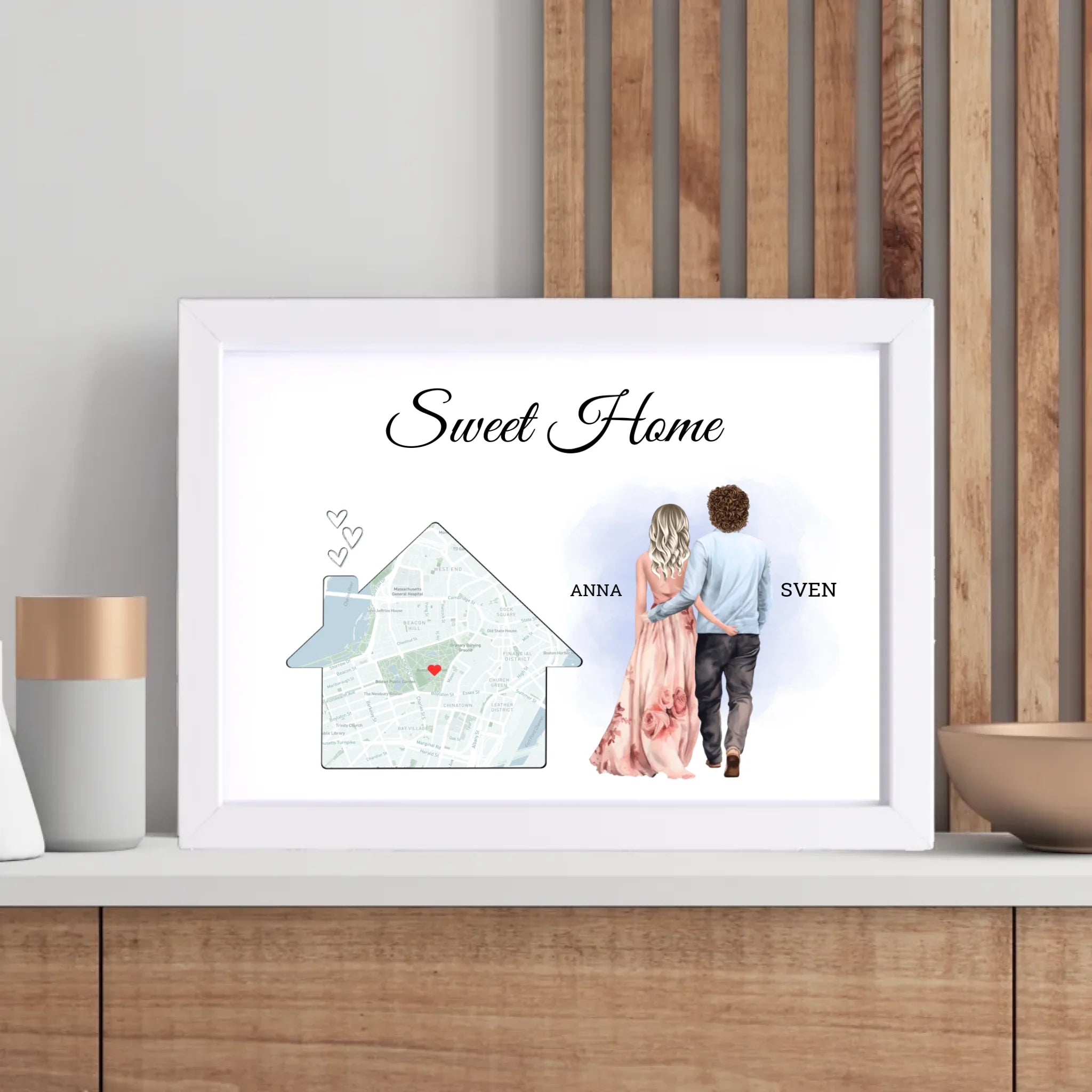 Erste gemeinsame Wohnung Einzug Geschenk Freund Freundin Stadtkarte Bild - Cantty