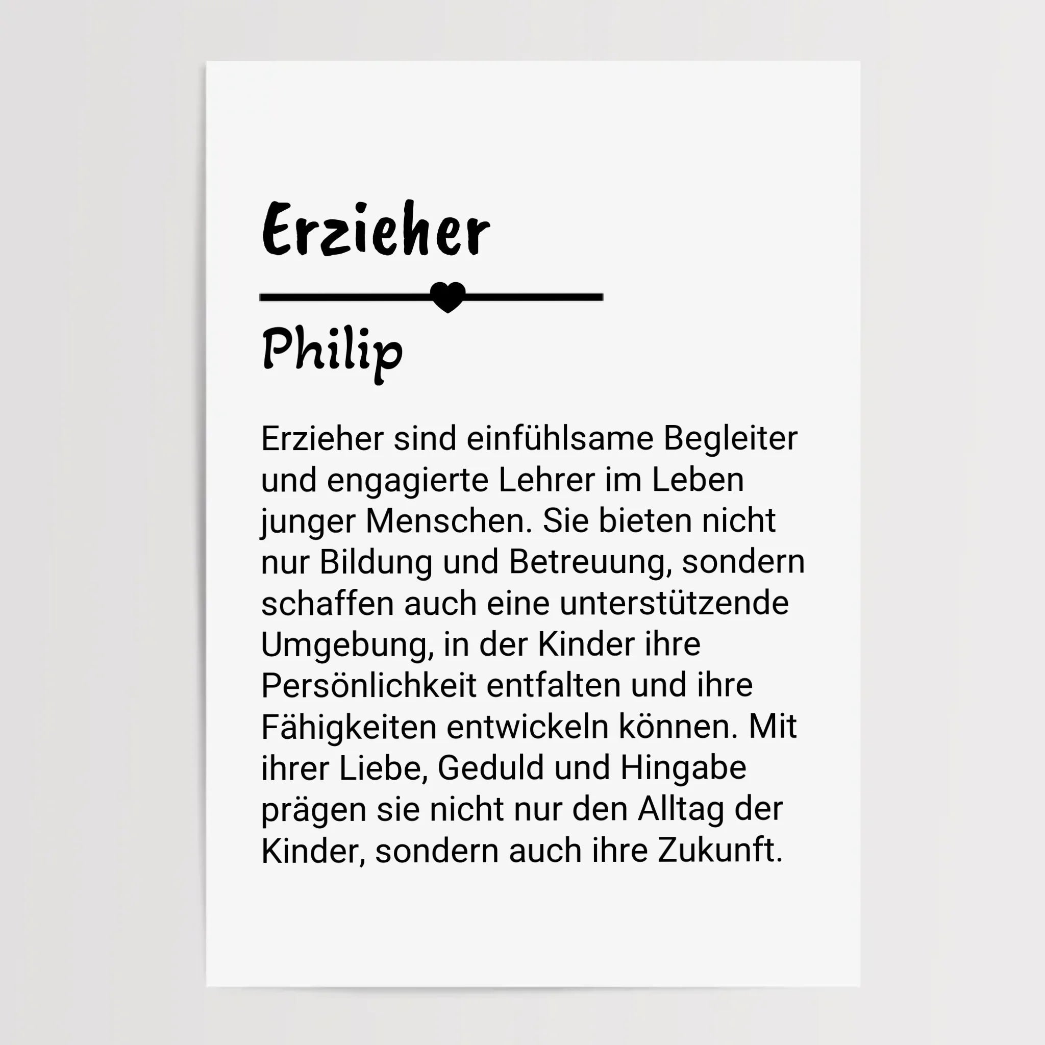 Erzieher Definition Poster Geschenk personalisiert - Cantty