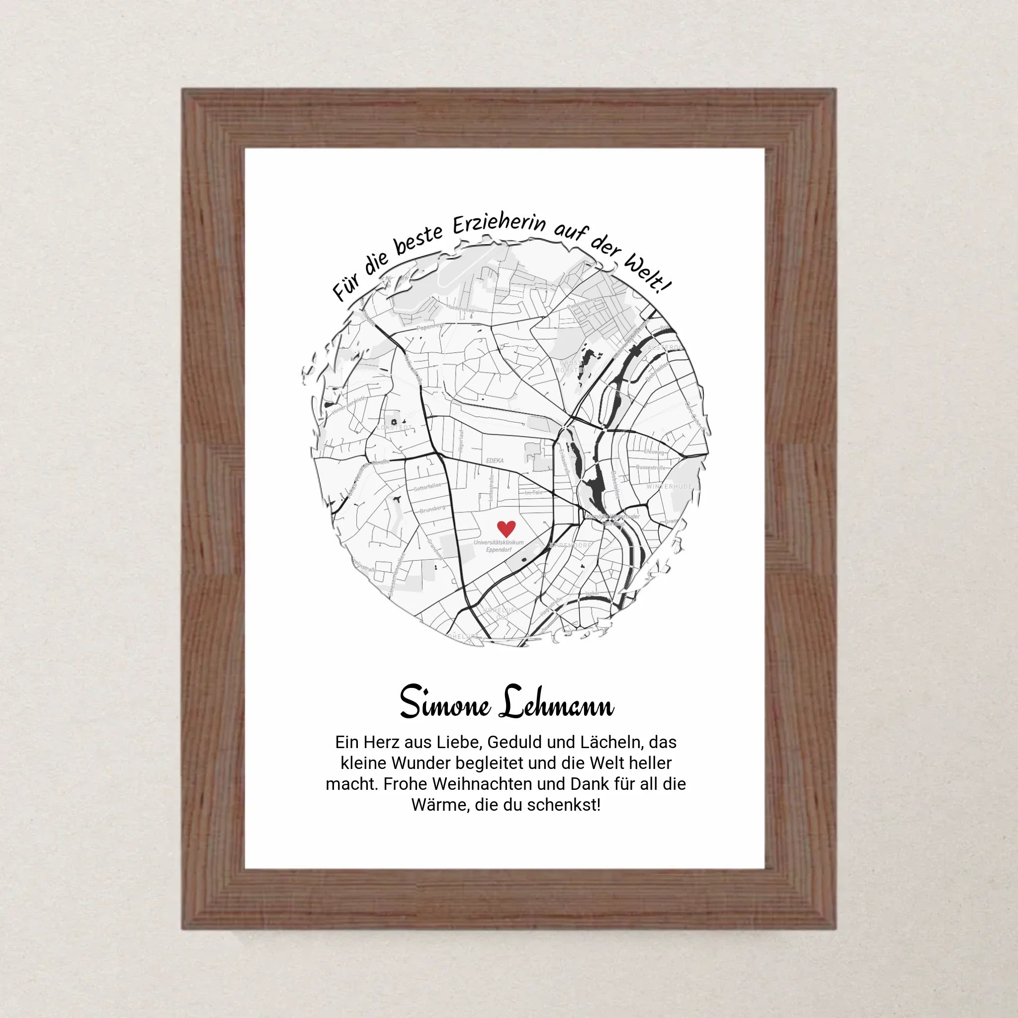 Erzieherin Geschenk Weihnachten Poster Stadtkarte personalisiert - Cantty