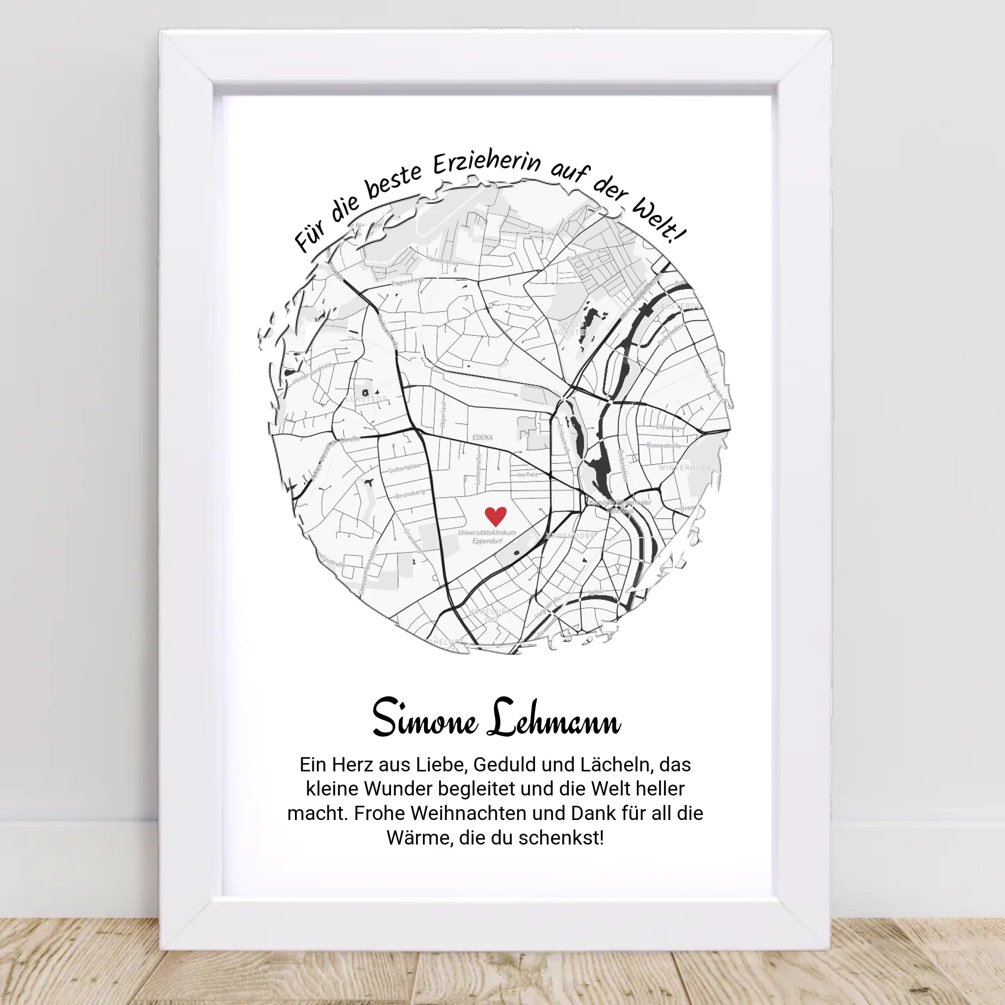 Erzieherin Geschenk Weihnachten Poster Stadtkarte personalisiert - Cantty