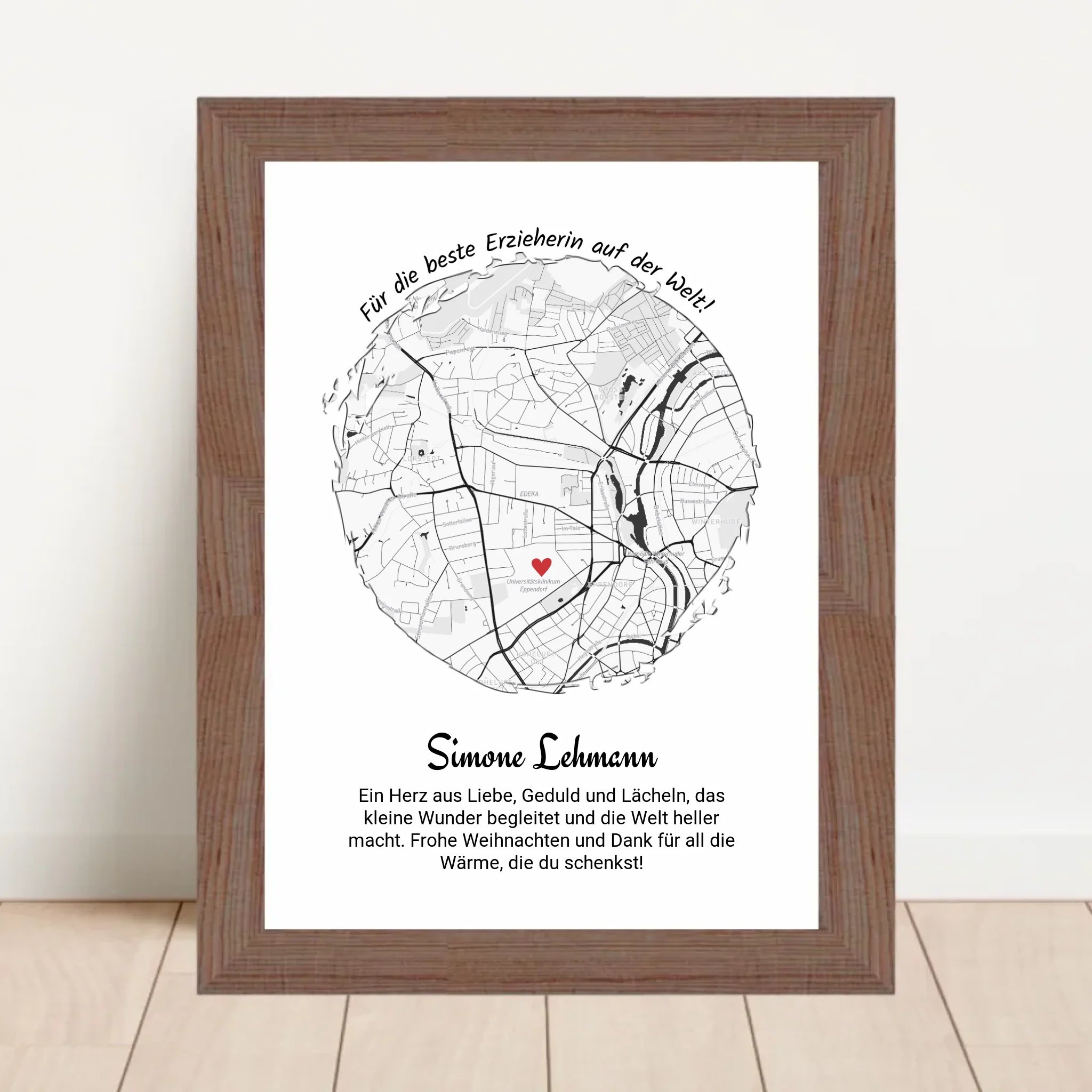 Erzieherin Geschenk Weihnachten Poster Stadtkarte personalisiert - Cantty