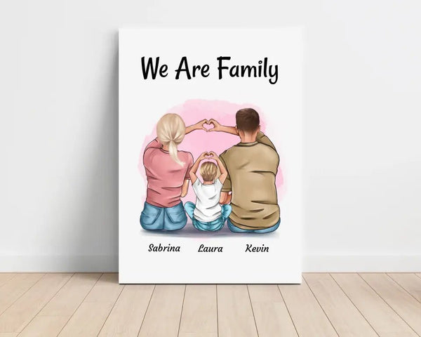 Familie 1 Kind Leinwand Bild Geschenk personalisiert - Cantty