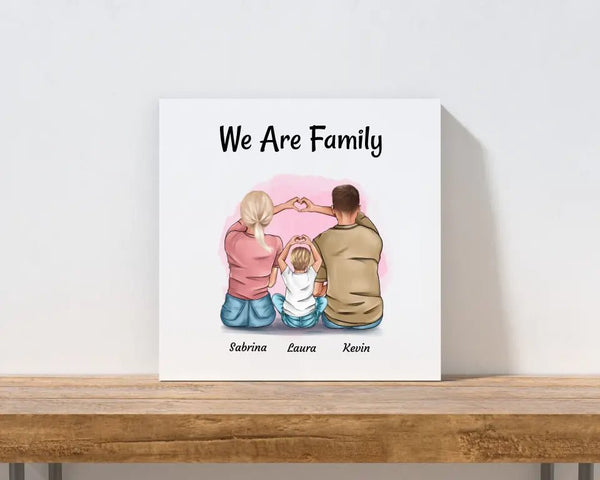 Familie 1 Kind Leinwand Bild Geschenk personalisiert - Cantty