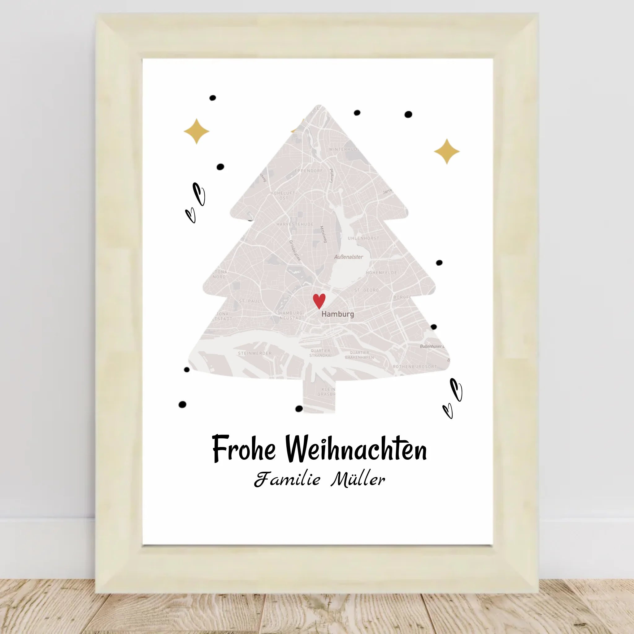 Familie Weihnachtsgeschenk Stadtkarte Koordinatenposter - Cantty