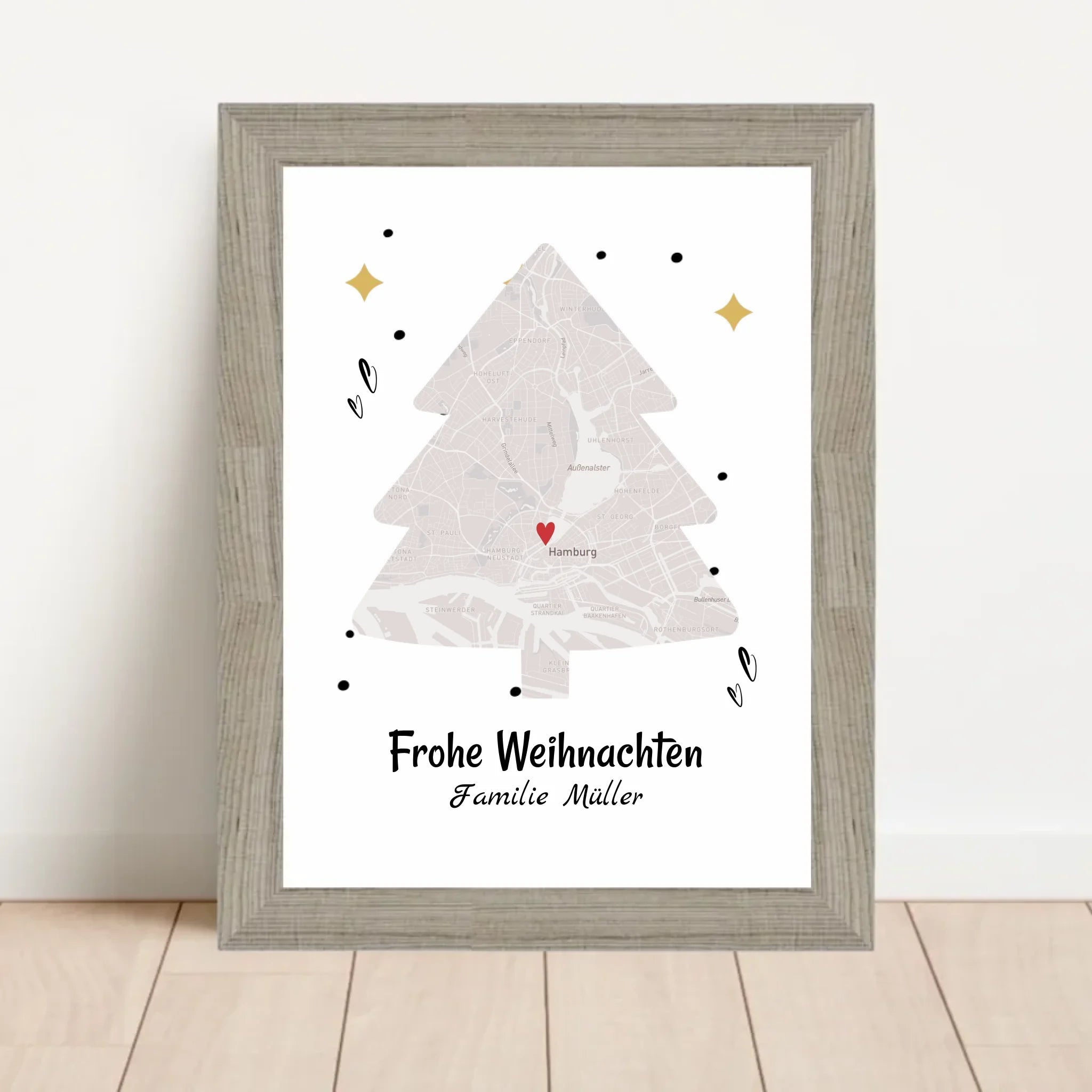 Familie Weihnachtsgeschenk Stadtkarte Koordinatenposter - Cantty