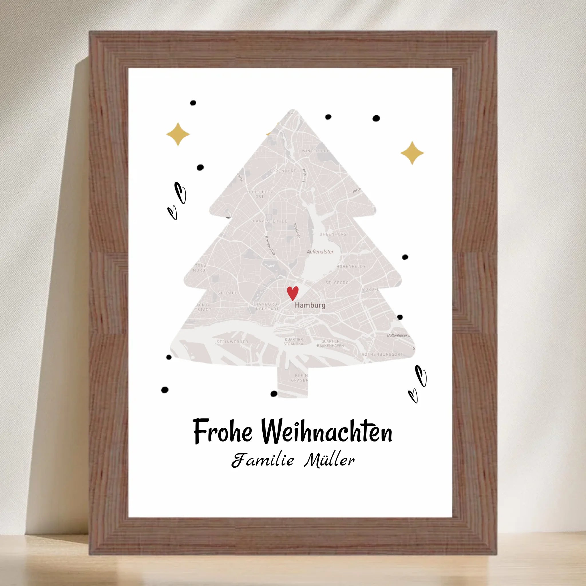 Familie Weihnachtsgeschenk Stadtkarte Koordinatenposter - Cantty