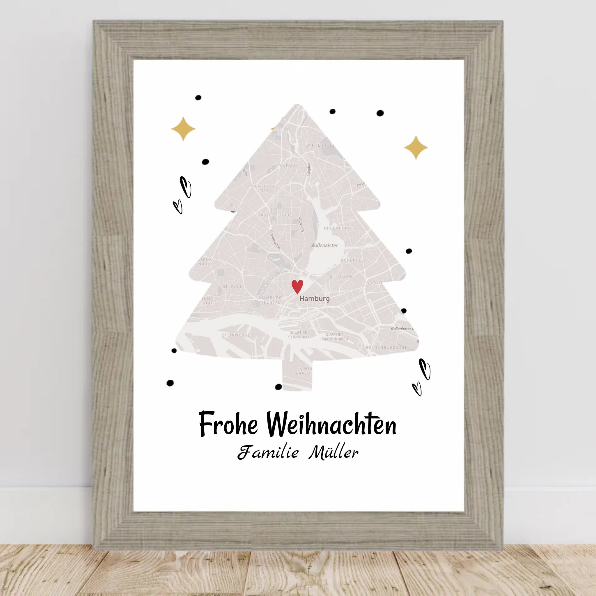 Familie Weihnachtsgeschenk Stadtkarte Koordinatenposter - Cantty