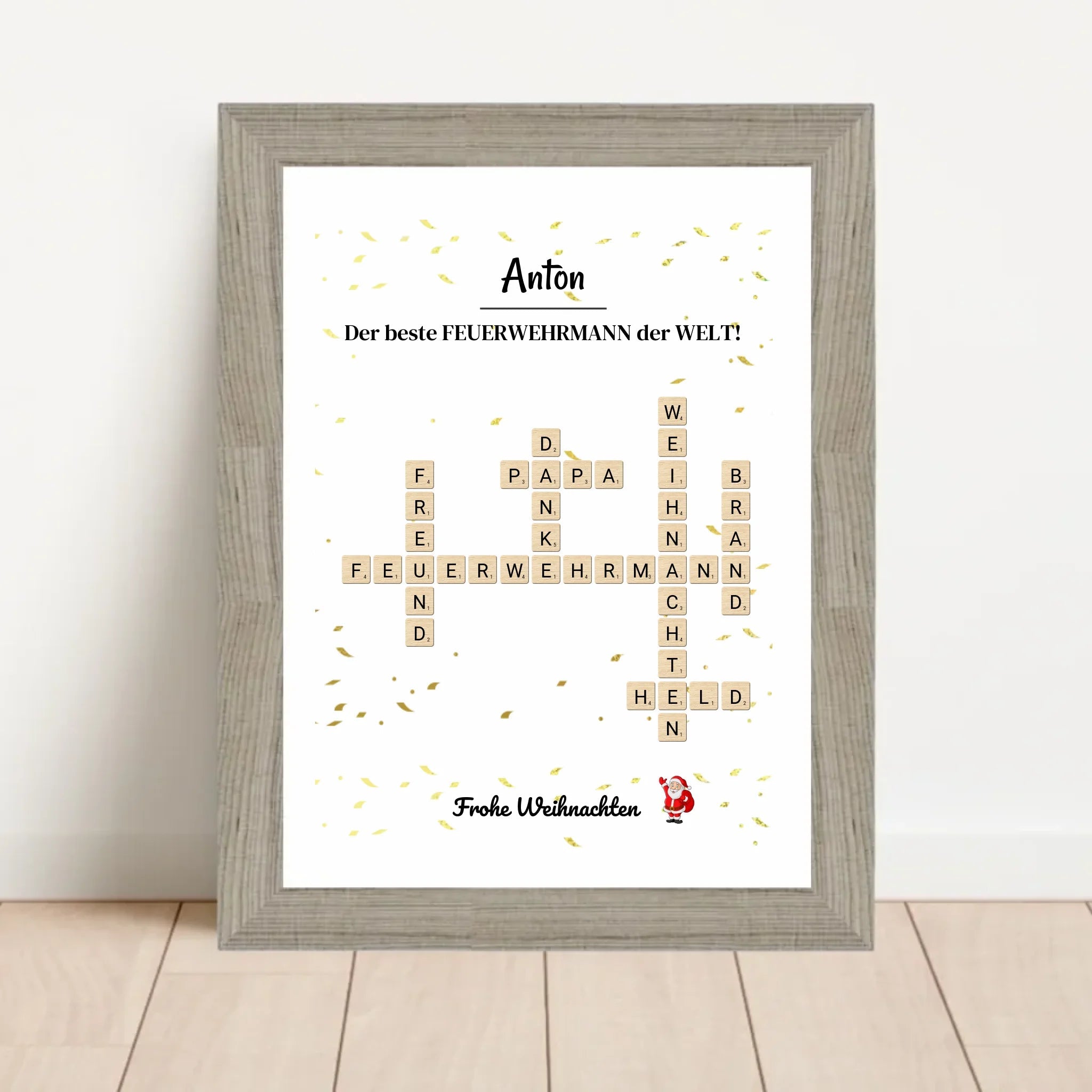 Feuerwehrmann Weihnachtsgeschenk Poster Scrabble Design - Cantty