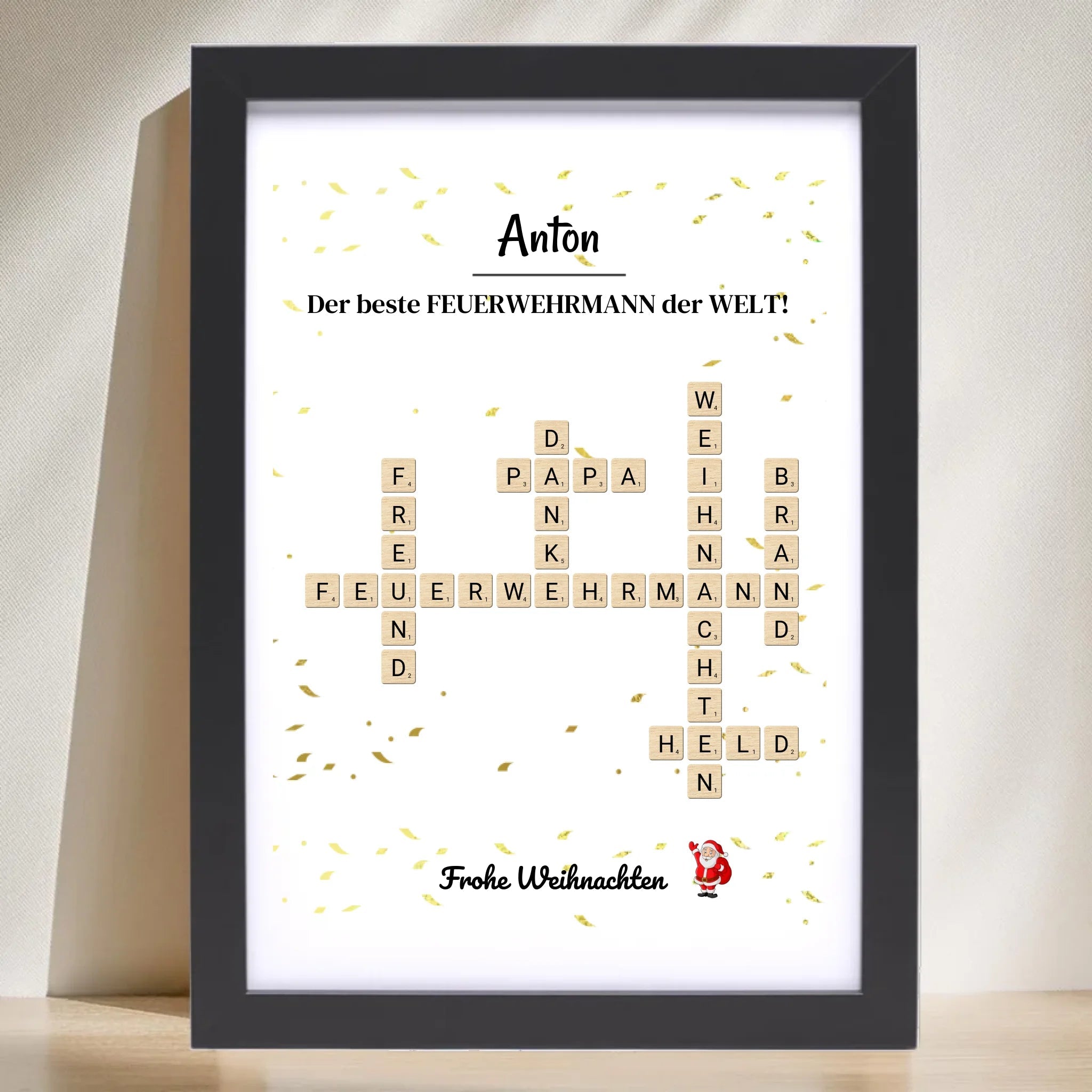 Feuerwehrmann Weihnachtsgeschenk Poster Scrabble Design - Cantty