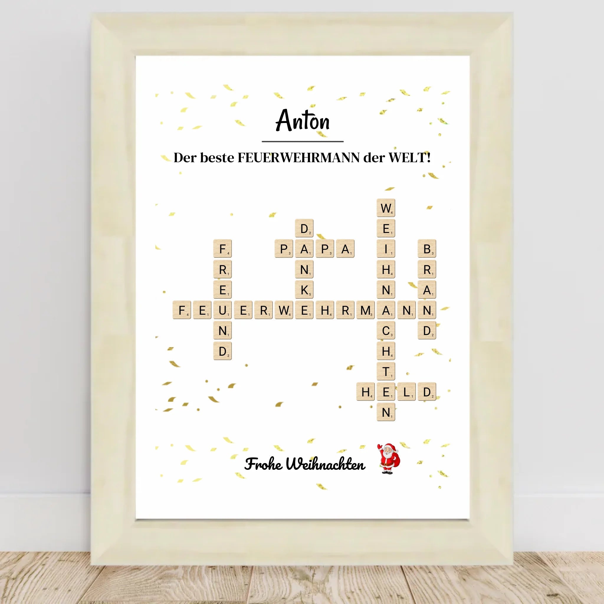 Feuerwehrmann Weihnachtsgeschenk Poster Scrabble Design - Cantty