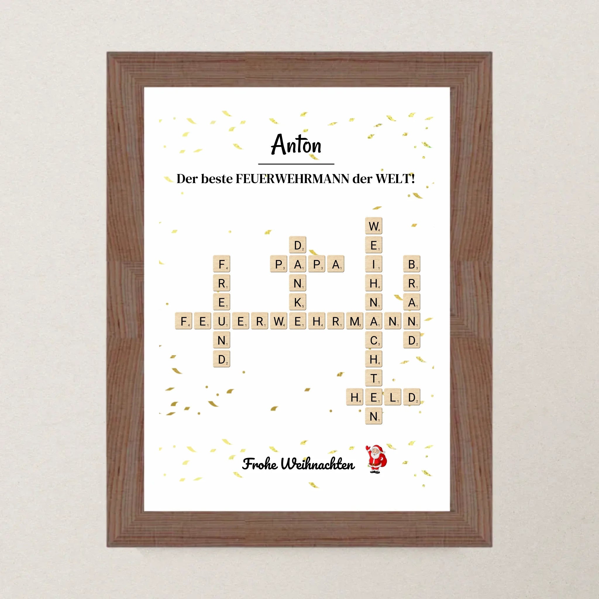 Feuerwehrmann Weihnachtsgeschenk Poster Scrabble Design - Cantty