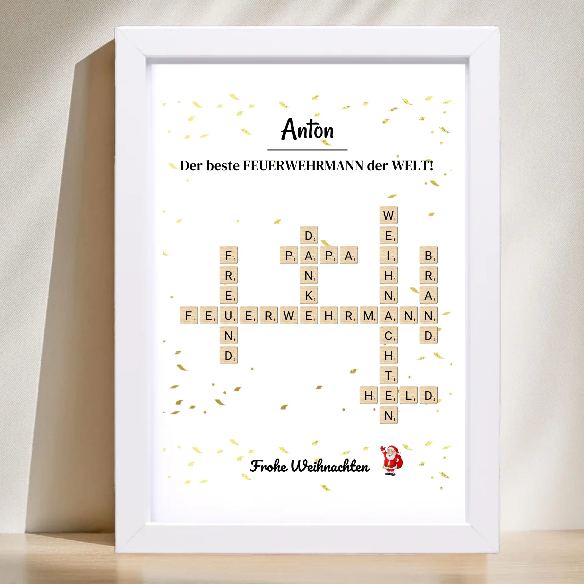 Feuerwehrmann Weihnachtsgeschenk Poster Scrabble Design - Cantty