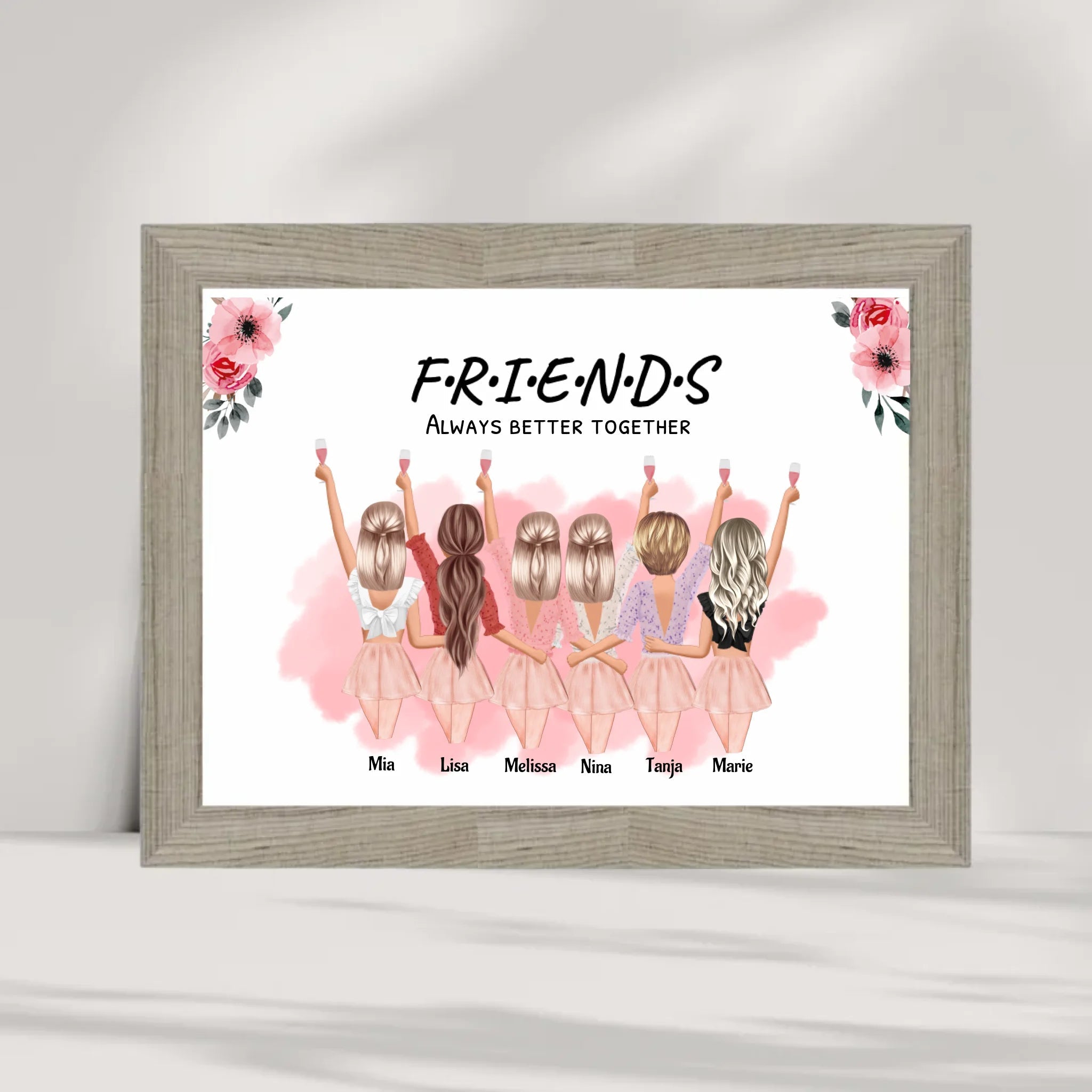 Geschenk 6 Freundinnen Poster personalisiert - Cantty