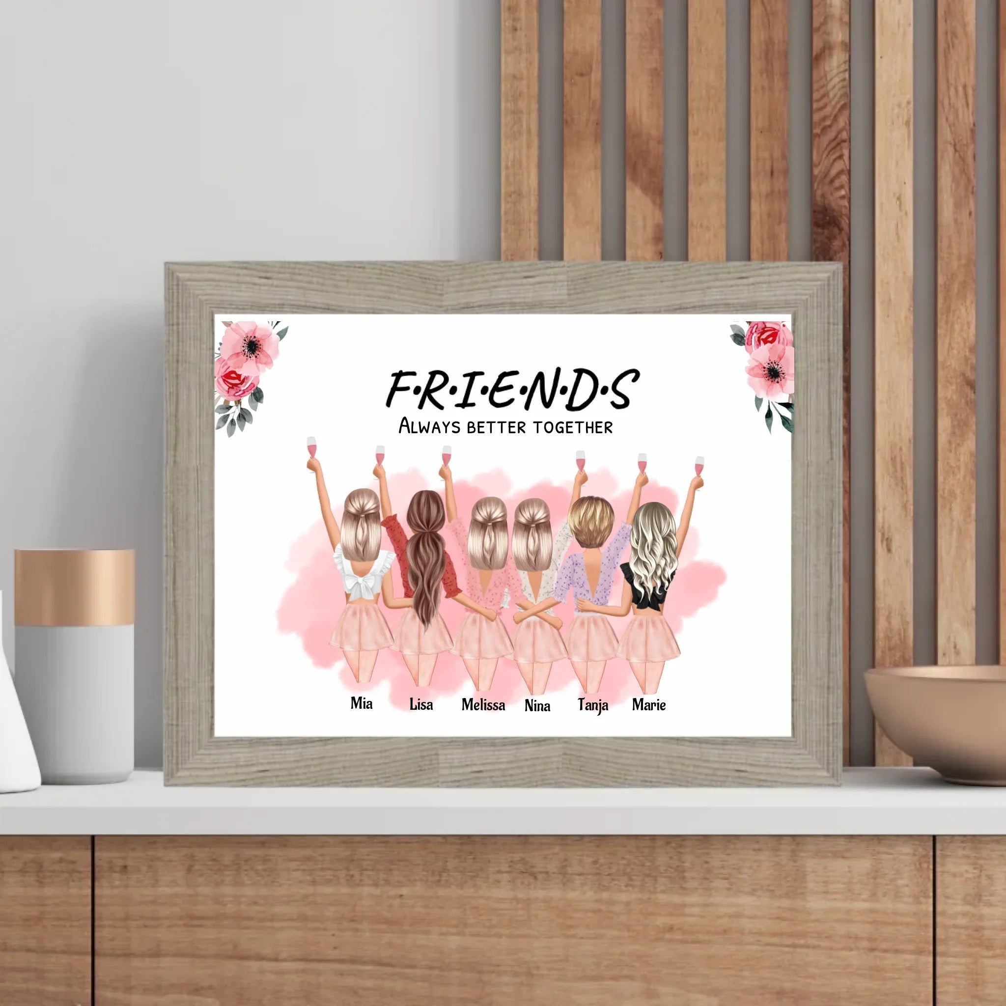 Geschenk 6 Freundinnen Poster personalisiert - Cantty