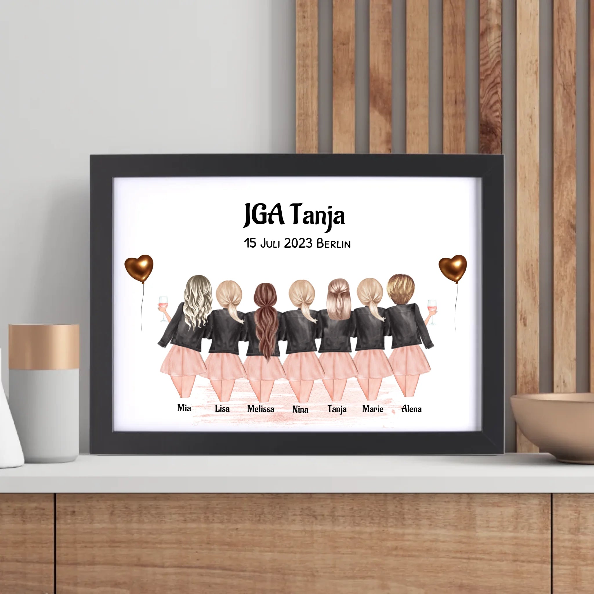 Geschenk 7 Freundinnen Bild JGA personalisiert - Cantty