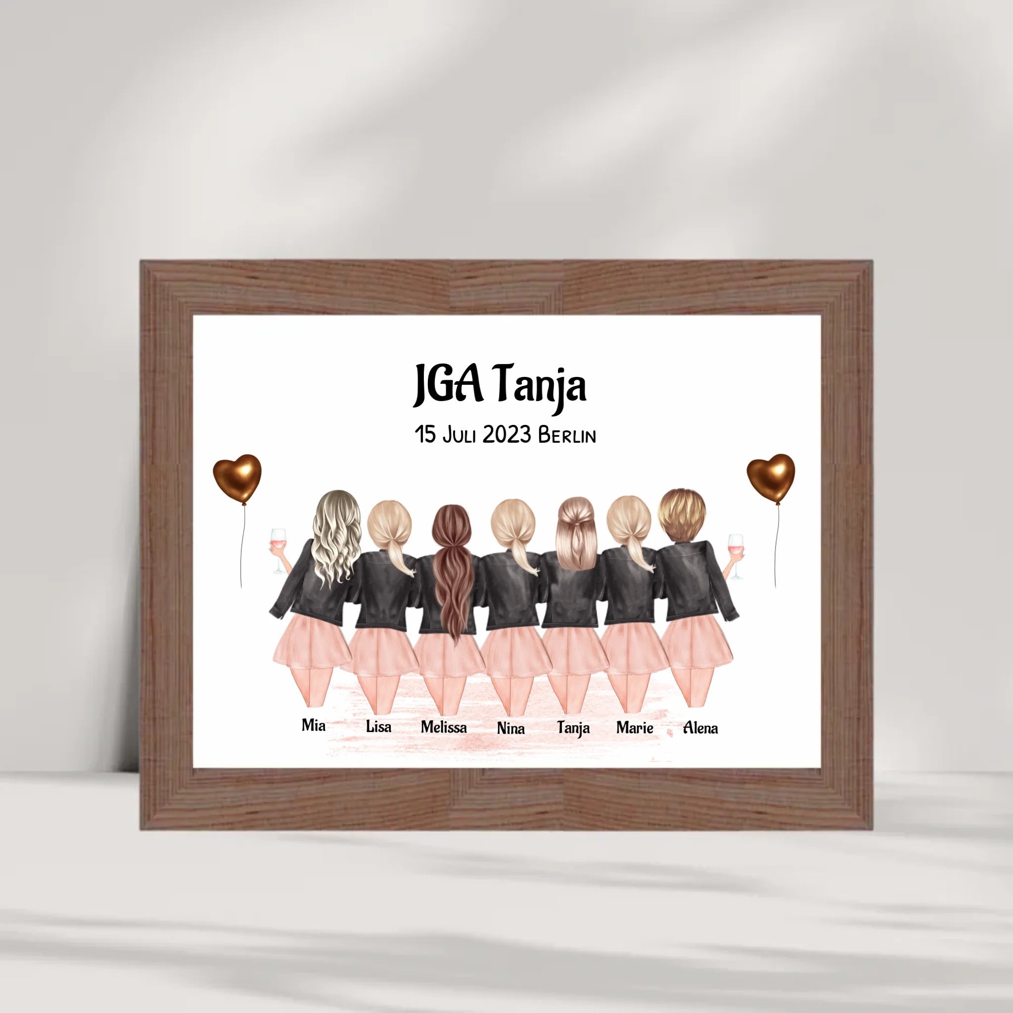 Geschenk 7 Freundinnen Bild JGA personalisiert - Cantty