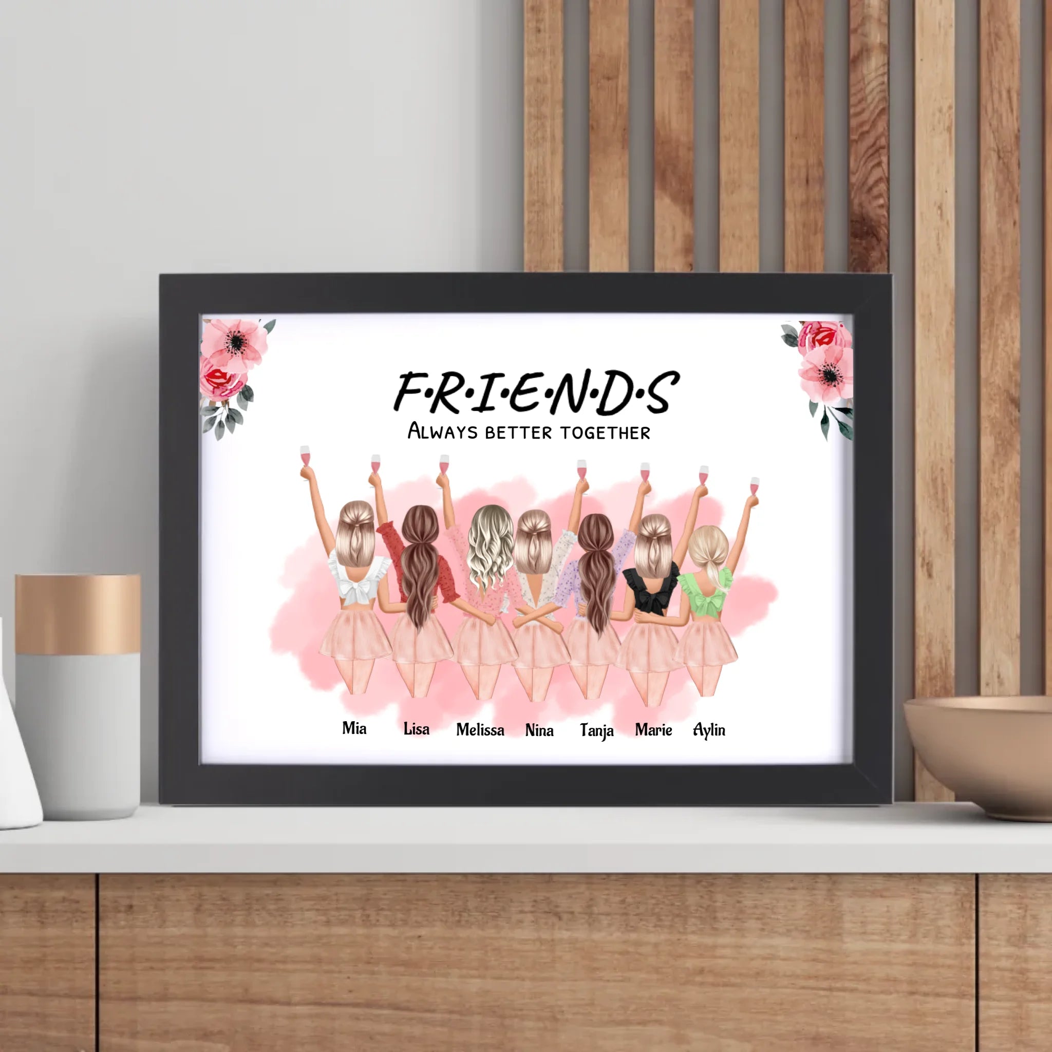 Geschenk 7 Freundinnen Poster personalisiert Namen & Spruch - Cantty