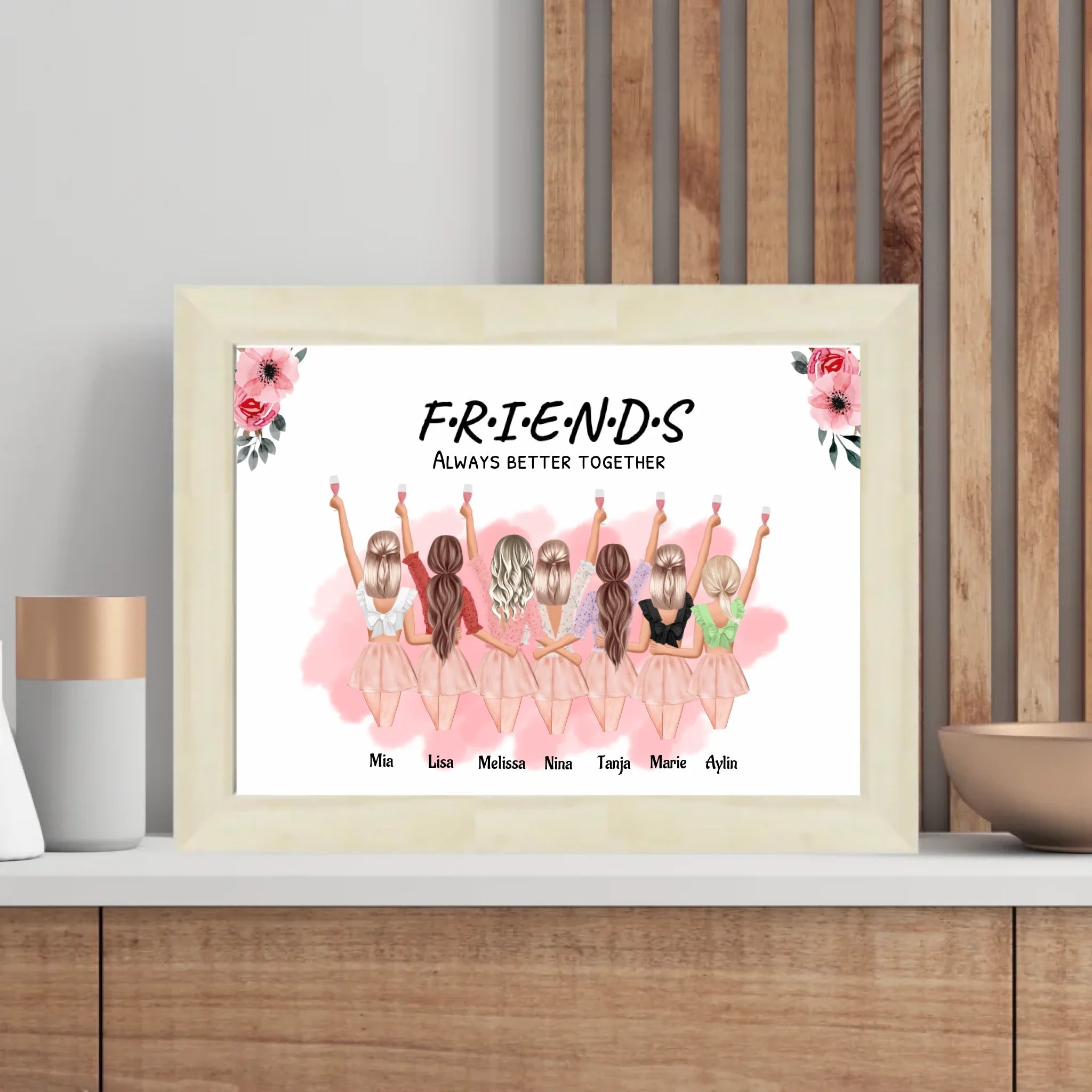 Geschenk 7 Freundinnen Poster personalisiert Namen & Spruch - Cantty