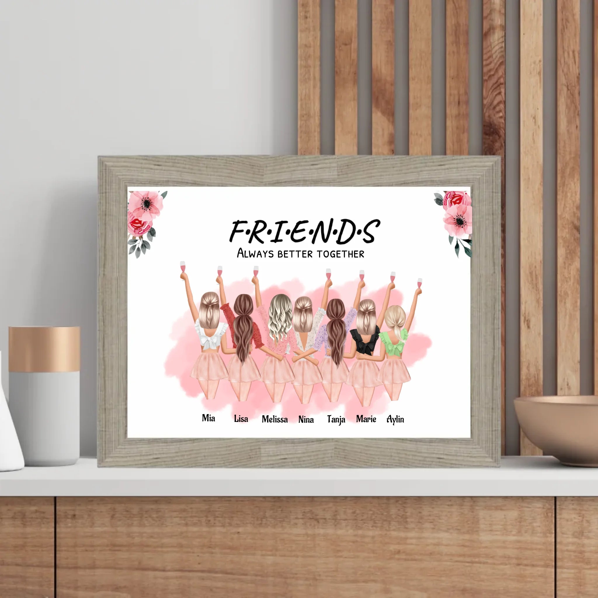 Geschenk 7 Freundinnen Poster personalisiert Namen & Spruch - Cantty
