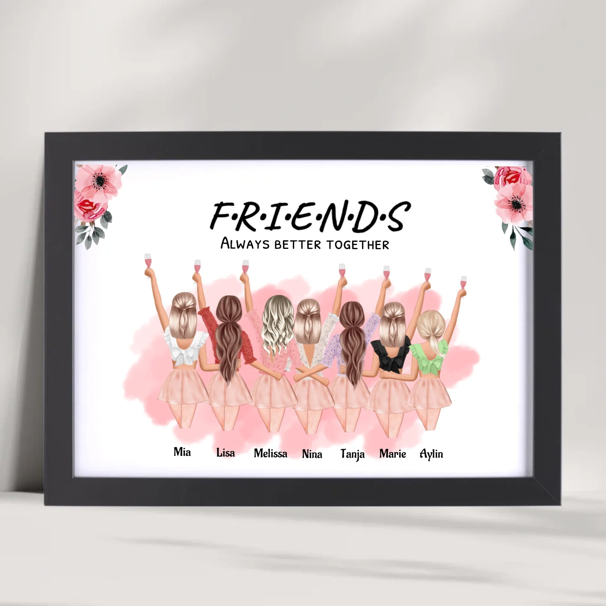 Geschenk 7 Freundinnen Poster personalisiert Namen & Spruch - Cantty