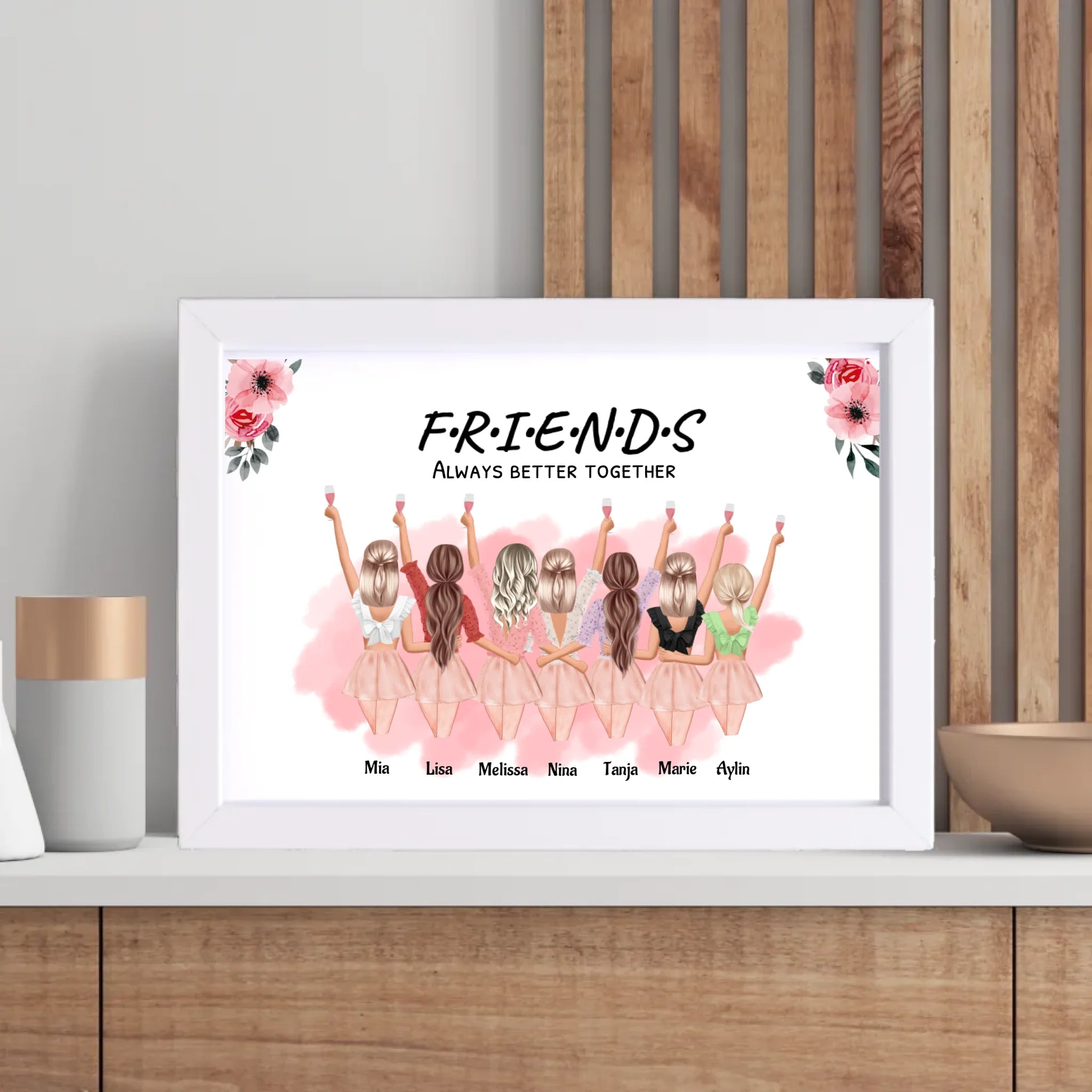 Geschenk 7 Freundinnen Poster personalisiert Namen & Spruch - Cantty