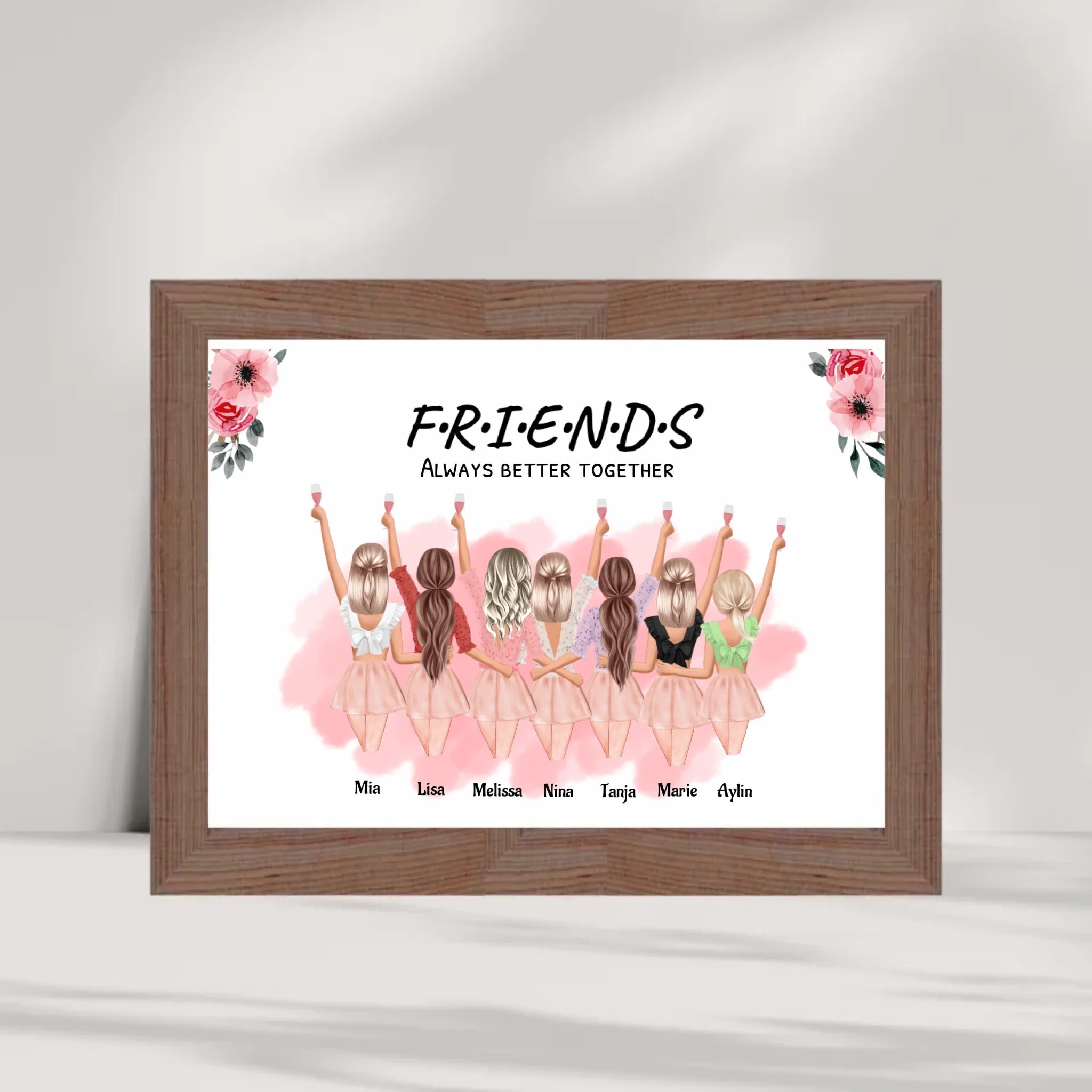 Geschenk 7 Freundinnen Poster personalisiert Namen & Spruch - Cantty