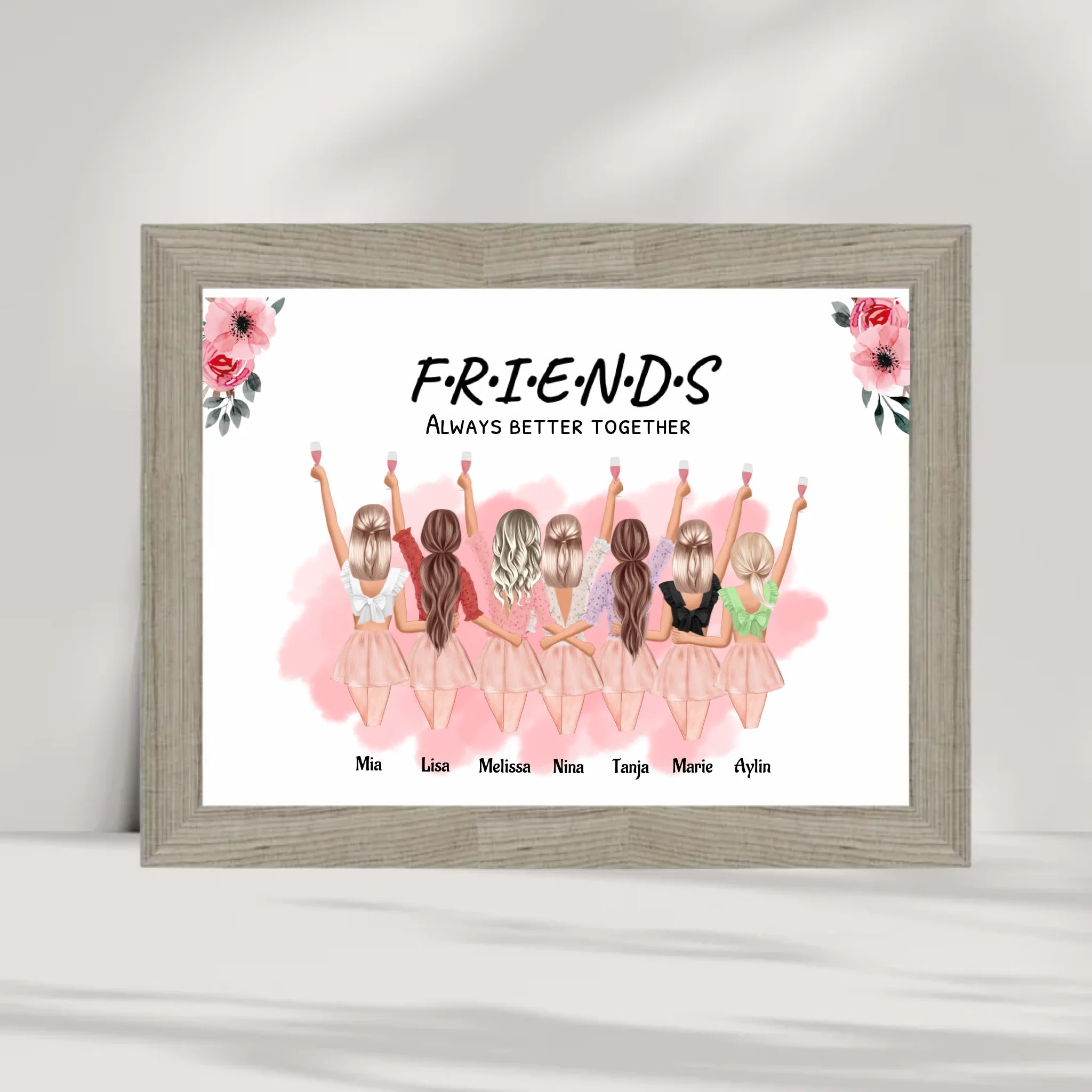 Geschenk 7 Freundinnen Poster personalisiert Namen & Spruch - Cantty