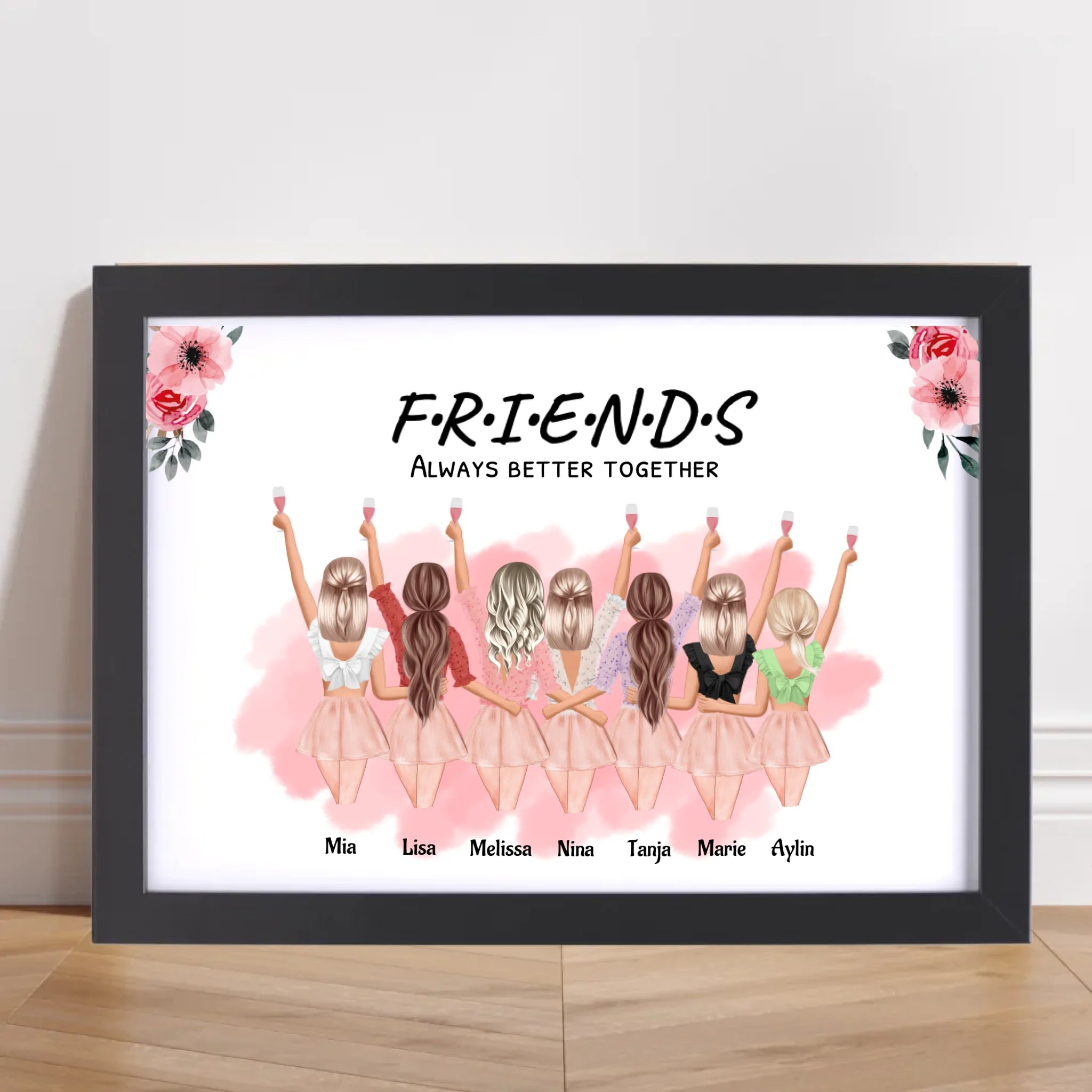 Geschenk 7 Freundinnen Poster personalisiert Namen & Spruch - Cantty