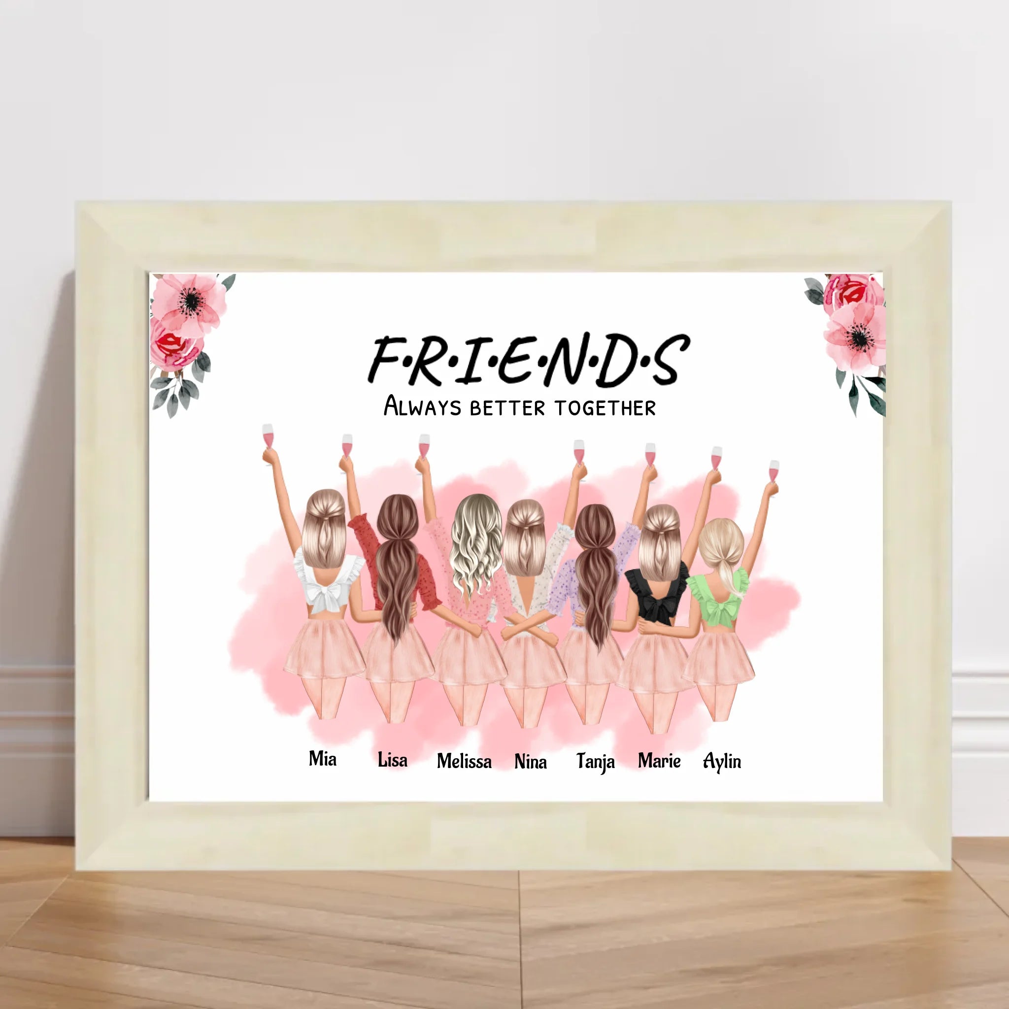 Geschenk 7 Freundinnen Poster personalisiert Namen & Spruch - Cantty