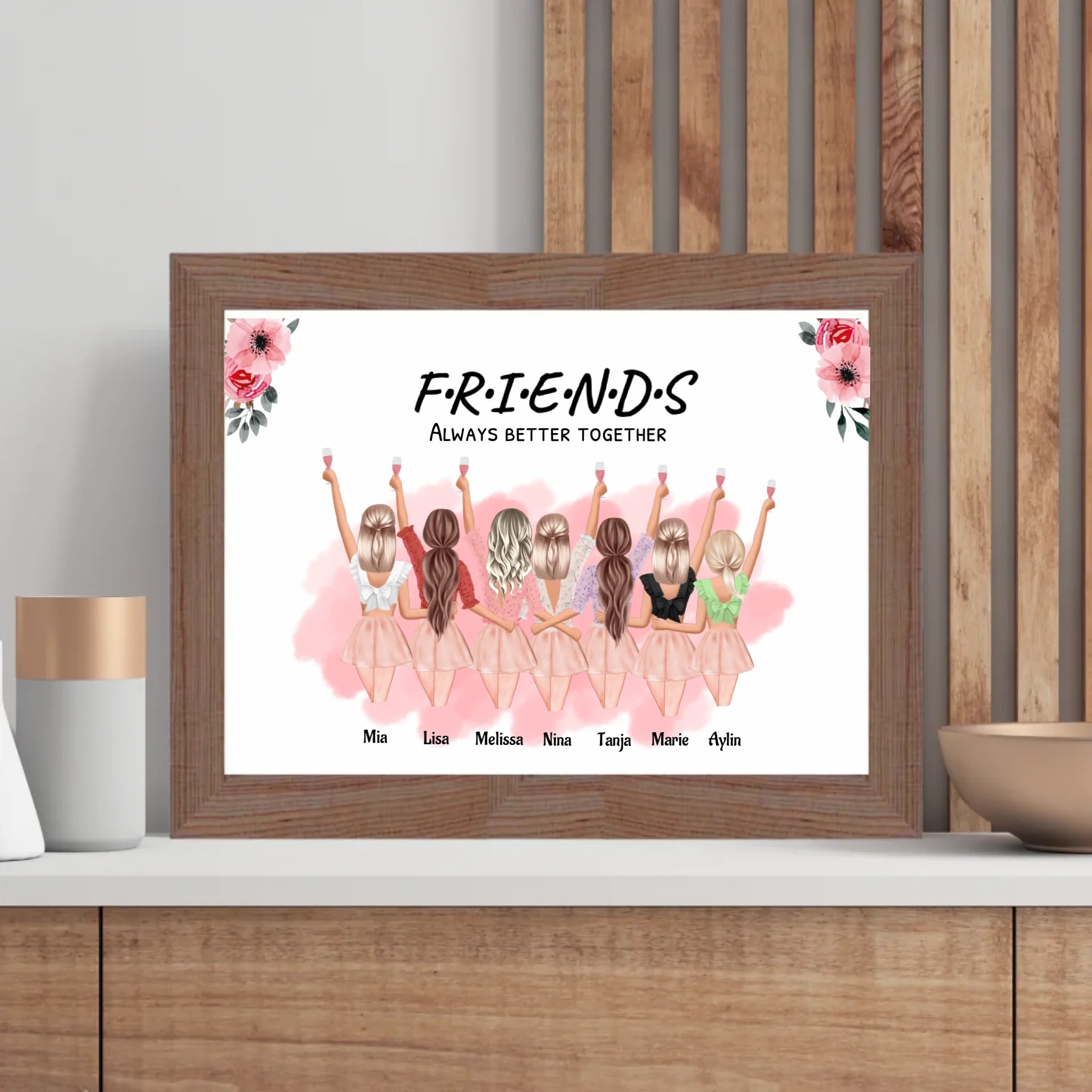 Geschenk 7 Freundinnen Poster personalisiert Namen & Spruch - Cantty
