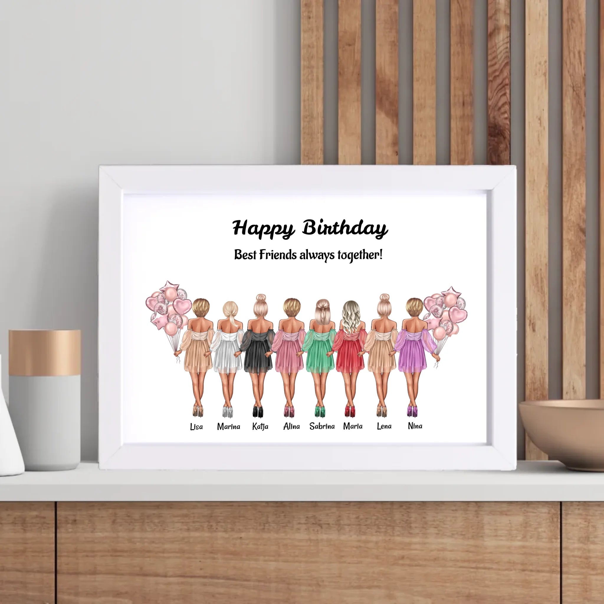 Geschenk 8 Freundinnen Bild personalisiert - Cantty