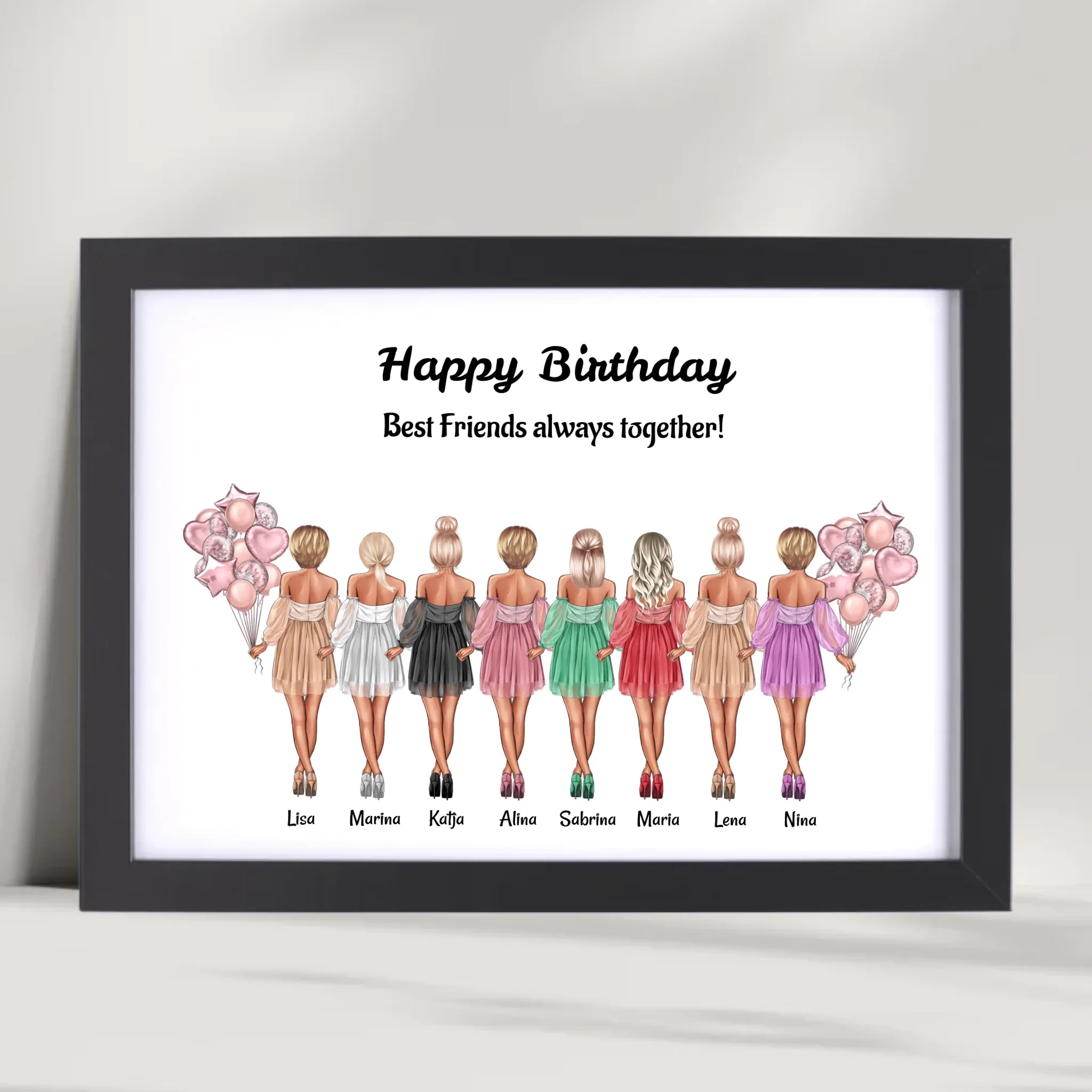 Geschenk 8 Freundinnen Bild personalisiert - Cantty
