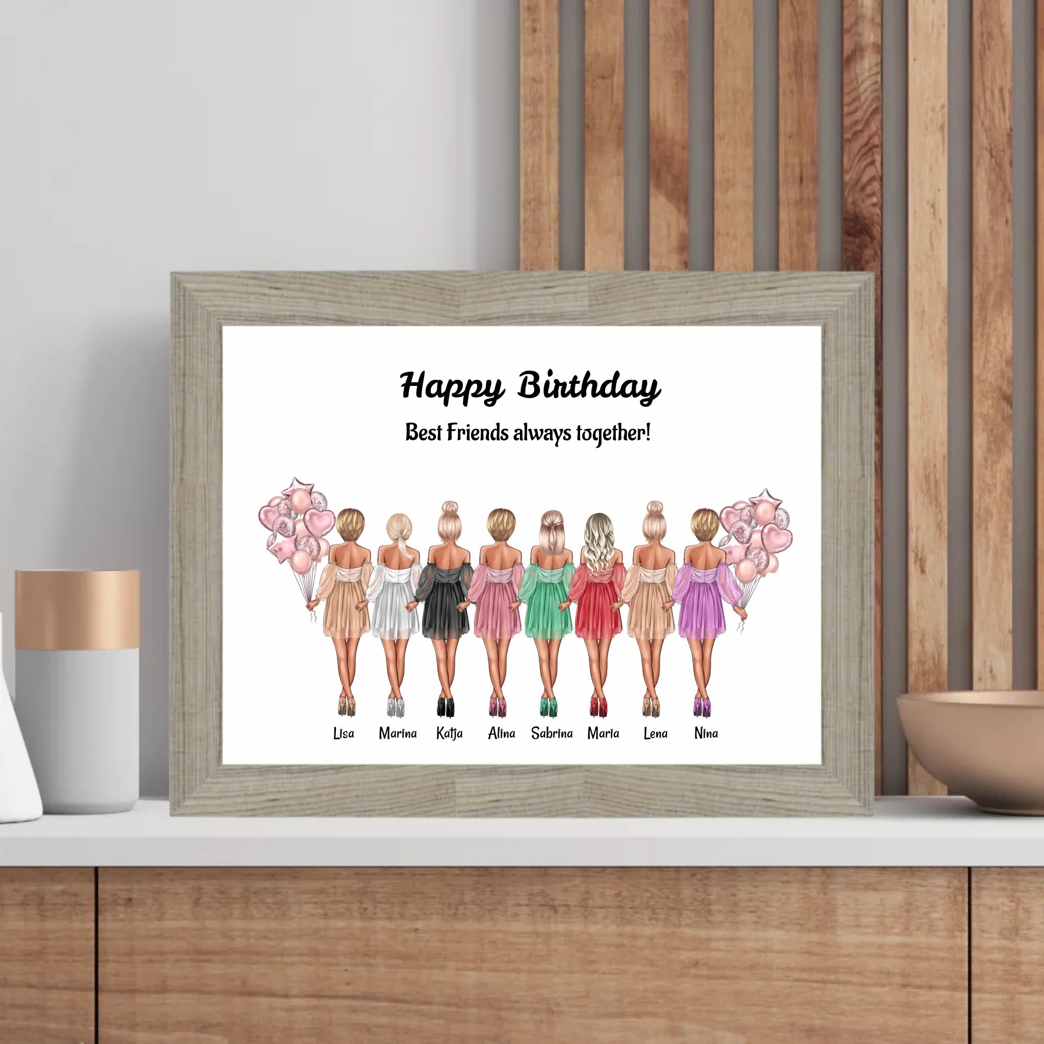 Geschenk 8 Freundinnen Bild personalisiert - Cantty