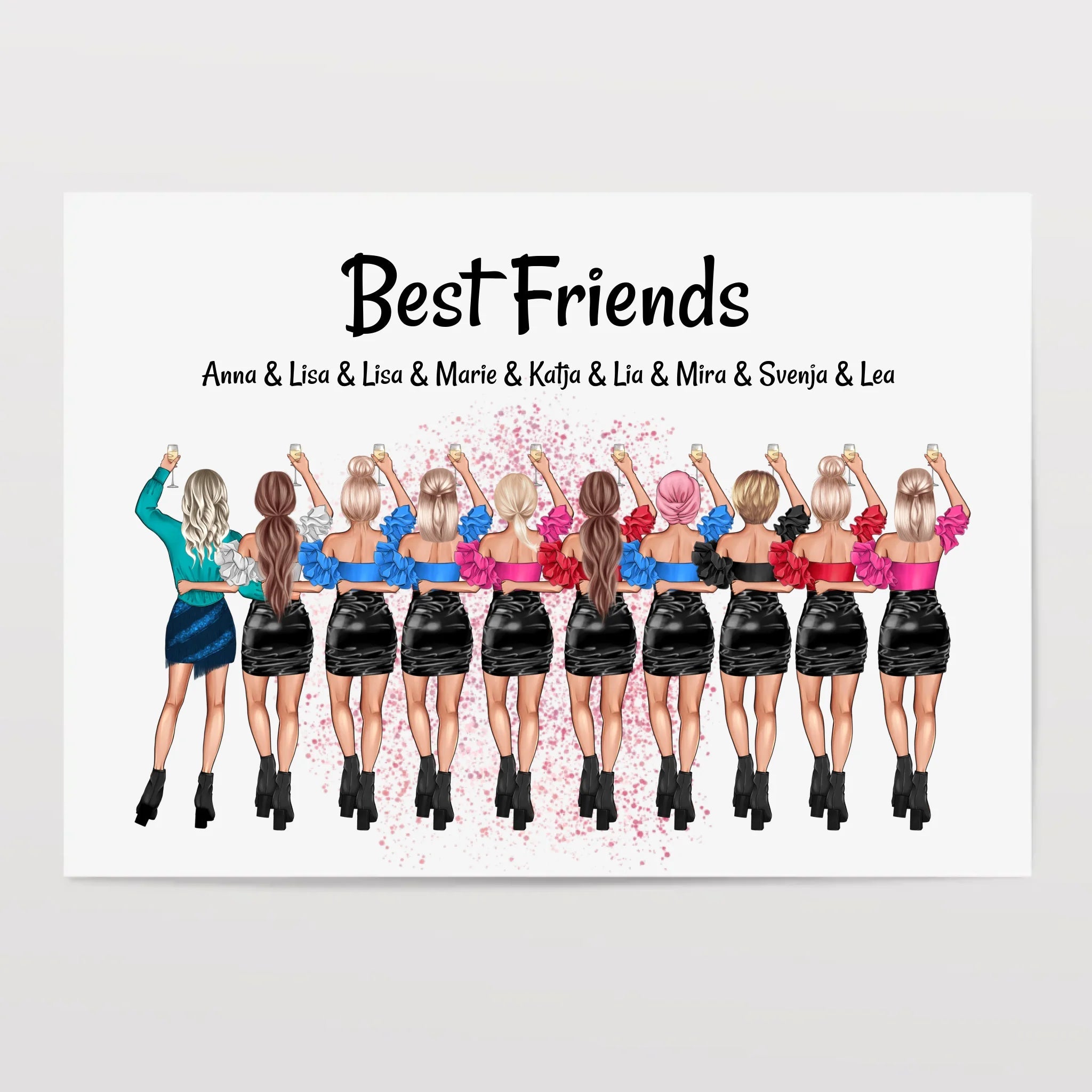 Geschenk Beste Freundin Poster personalisiert für 10 Personen - Cantty