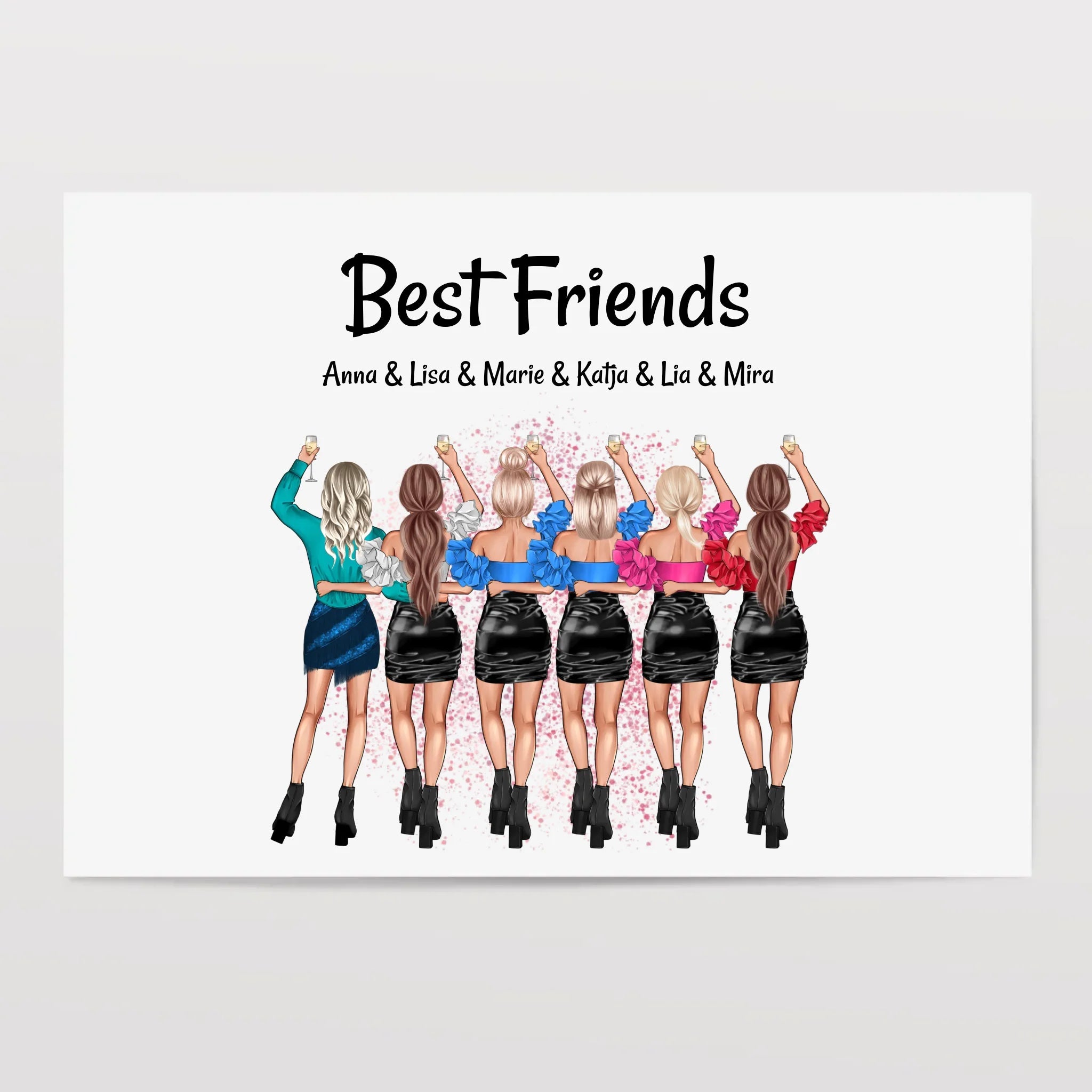 Geschenk für 6 Freundinnen Poster & Bild personalisiert - Cantty