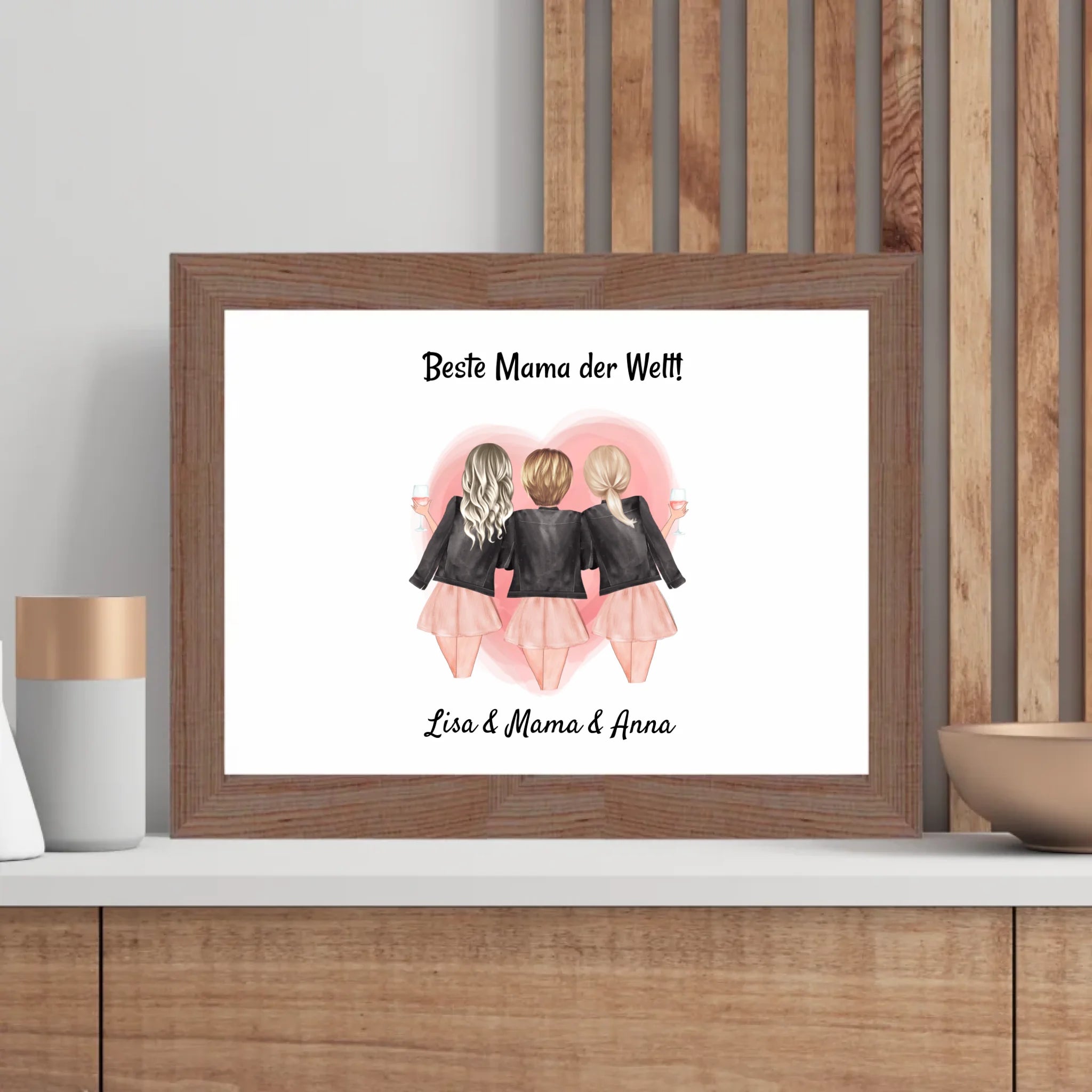 Geschenk Mama und 2 Töchter Bild personalisiert - Cantty