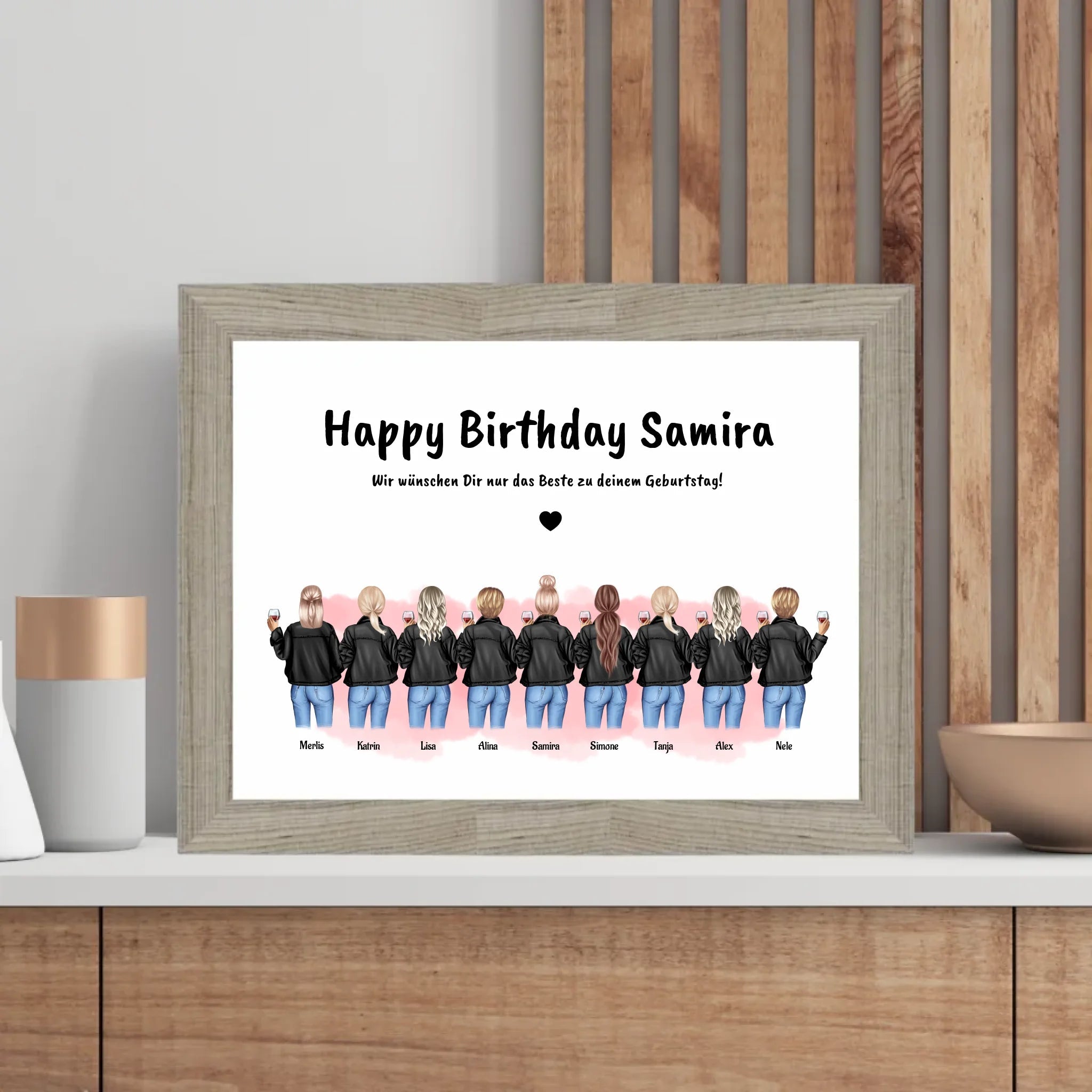 Geschenk Poster 9 Freundinnen personalisiert - Cantty