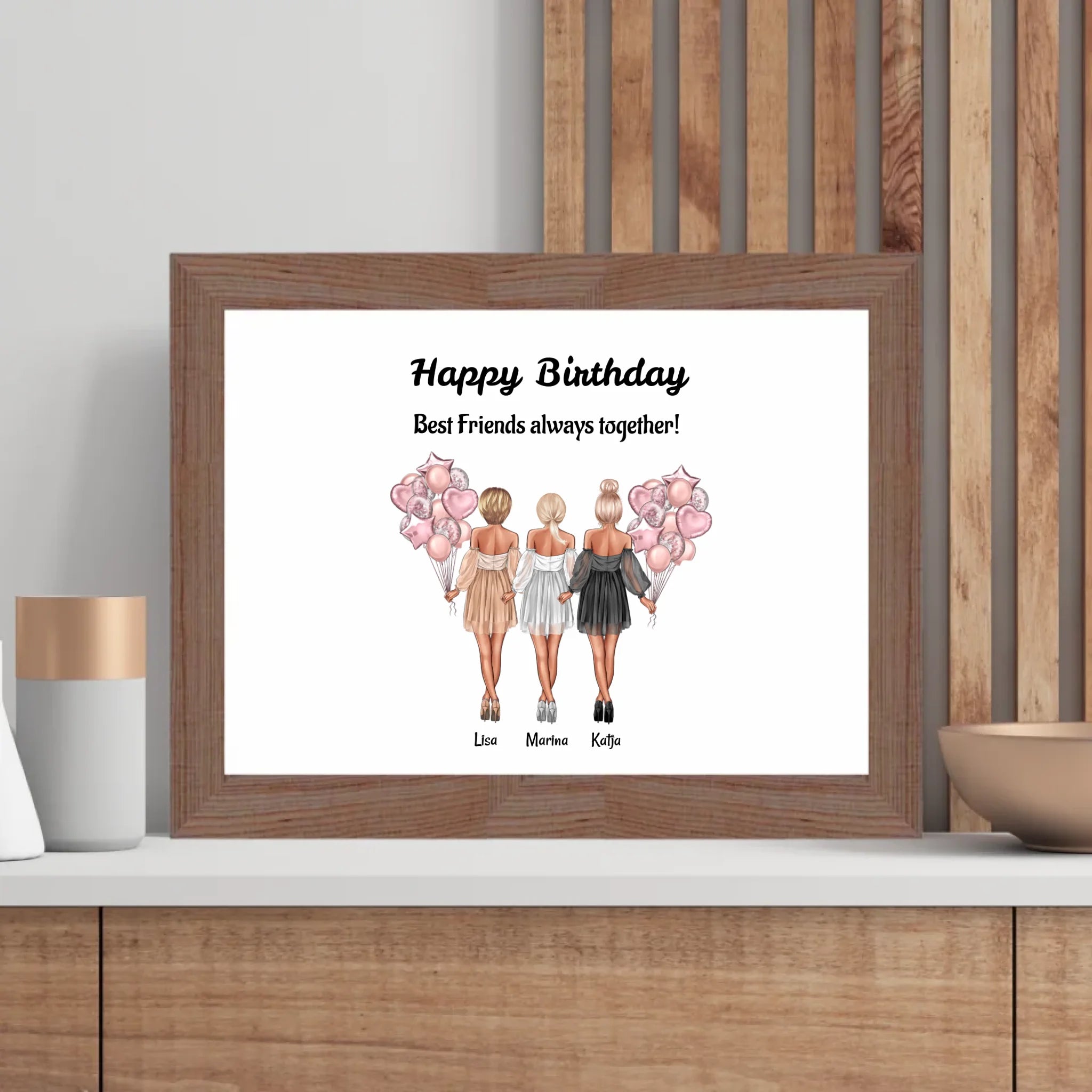 Geschenk Poster für 3 Freundinnen personalisiert - Cantty