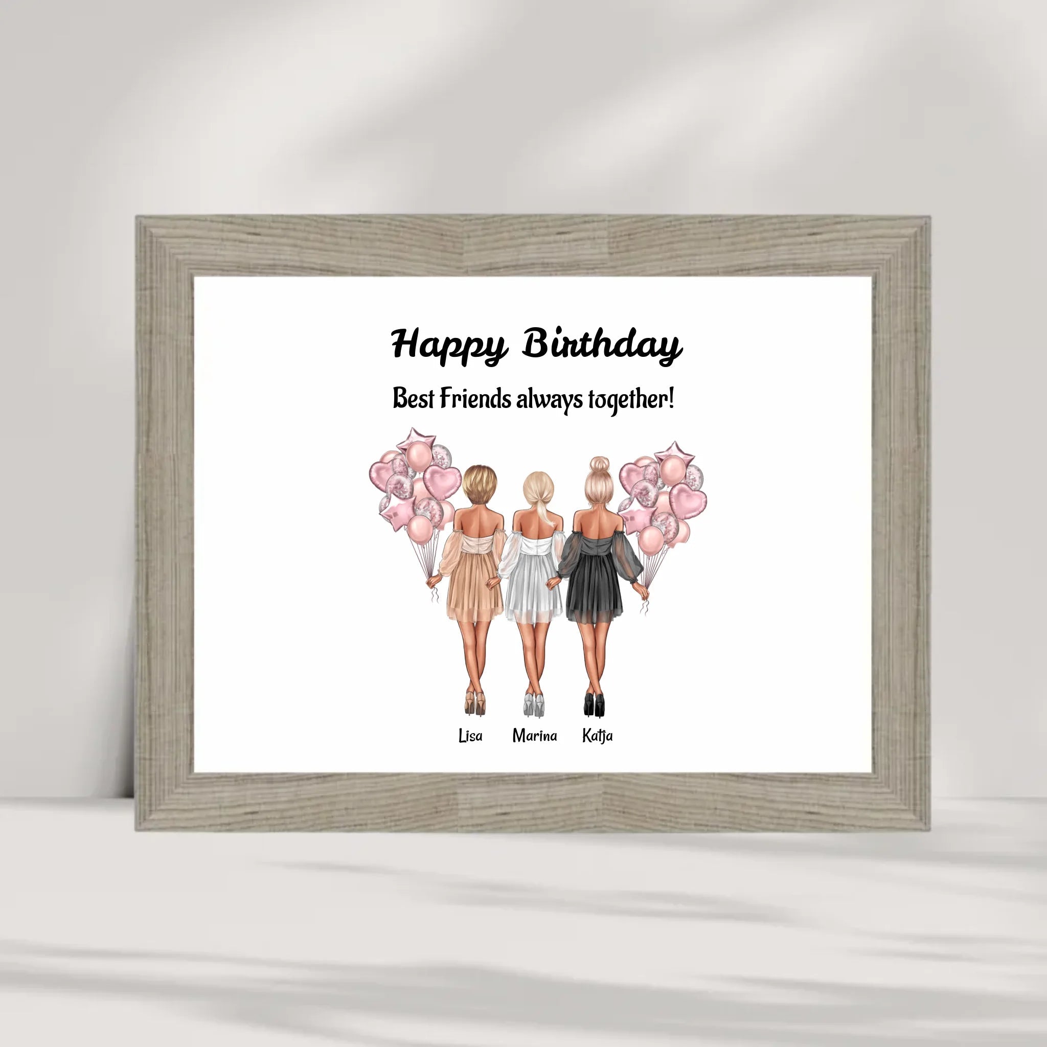 Geschenk Poster für 3 Freundinnen personalisiert - Cantty