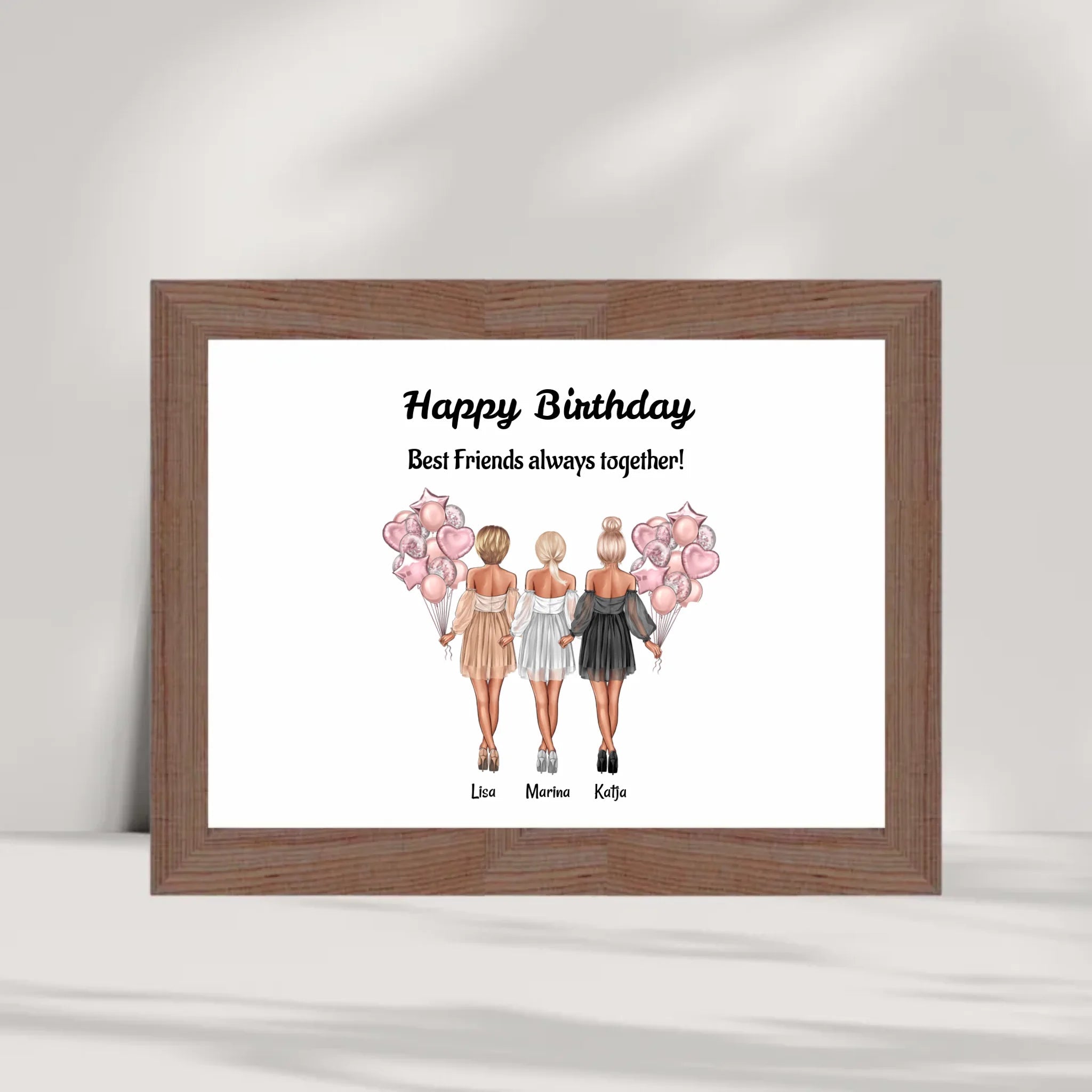 Geschenk Poster für 3 Freundinnen personalisiert - Cantty