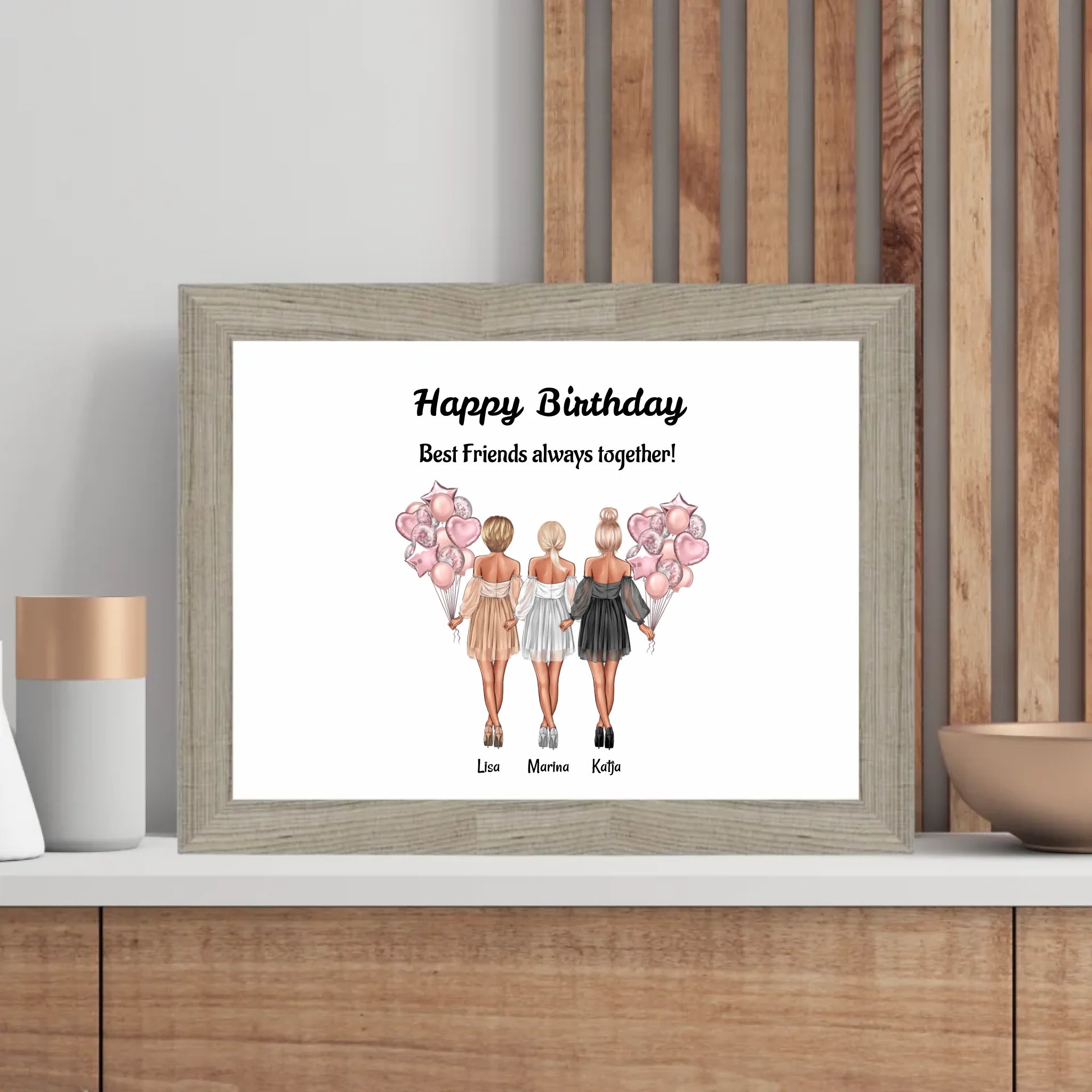 Geschenk Poster für 3 Freundinnen personalisiert - Cantty