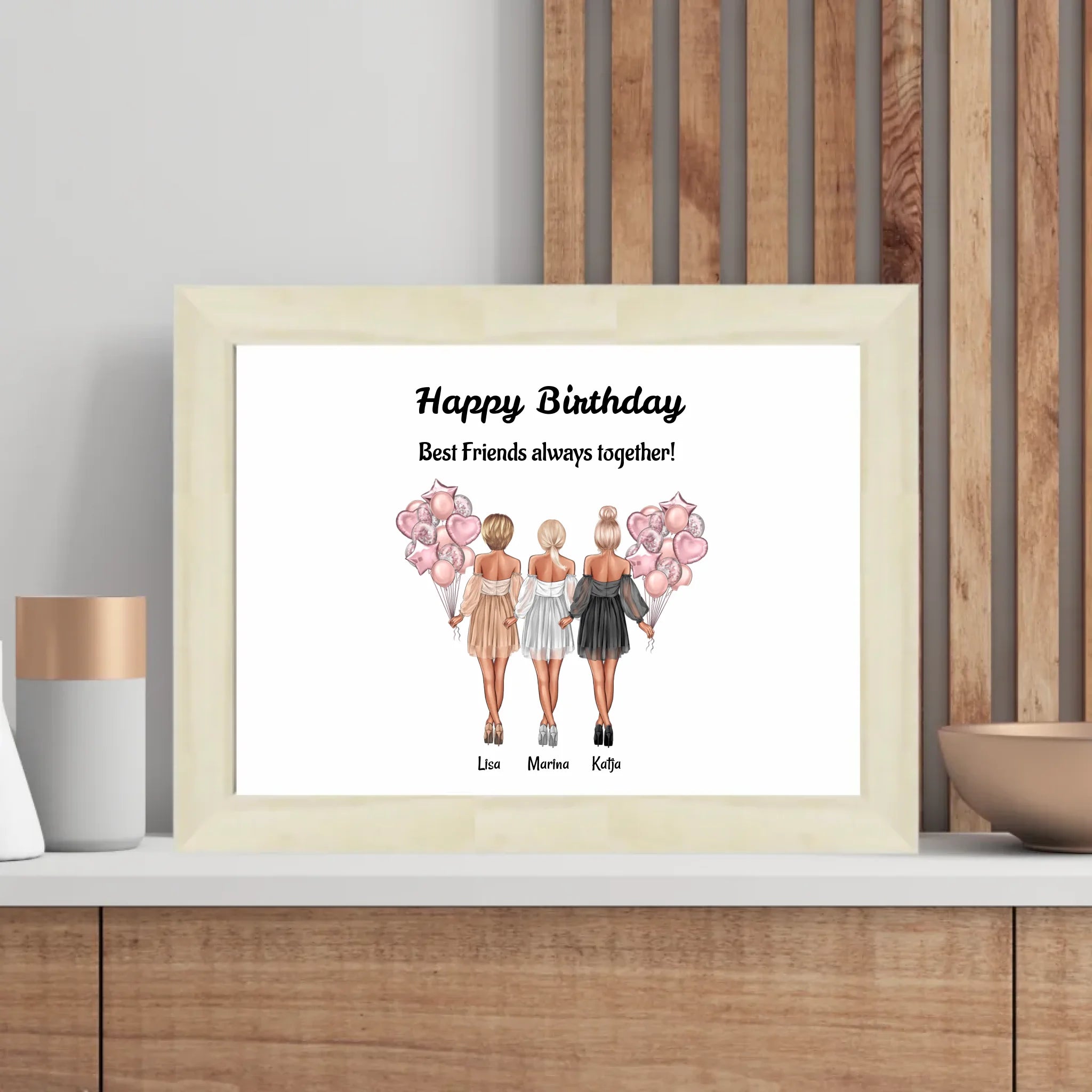 Geschenk Poster für 3 Freundinnen personalisiert - Cantty