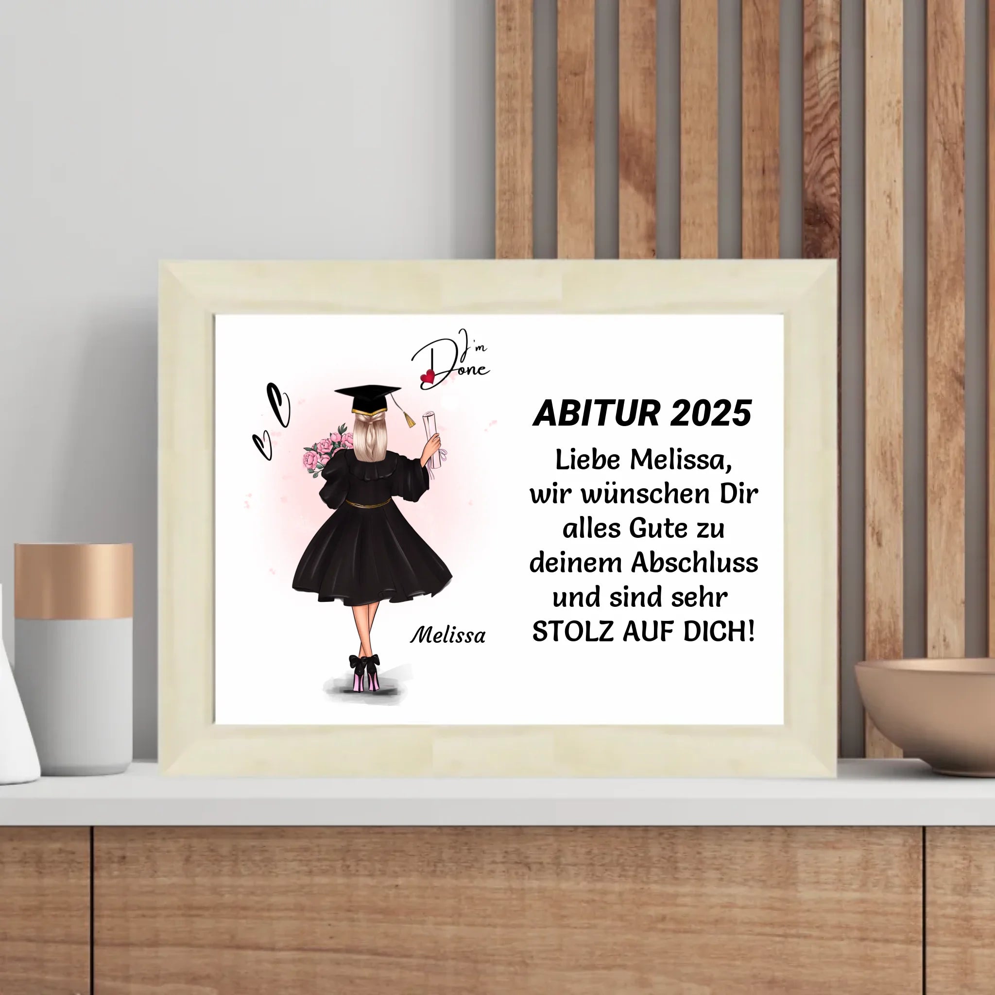 Geschenk zum Abitur Mädchen Poster / Bild / Karte personalisiert - Cantty